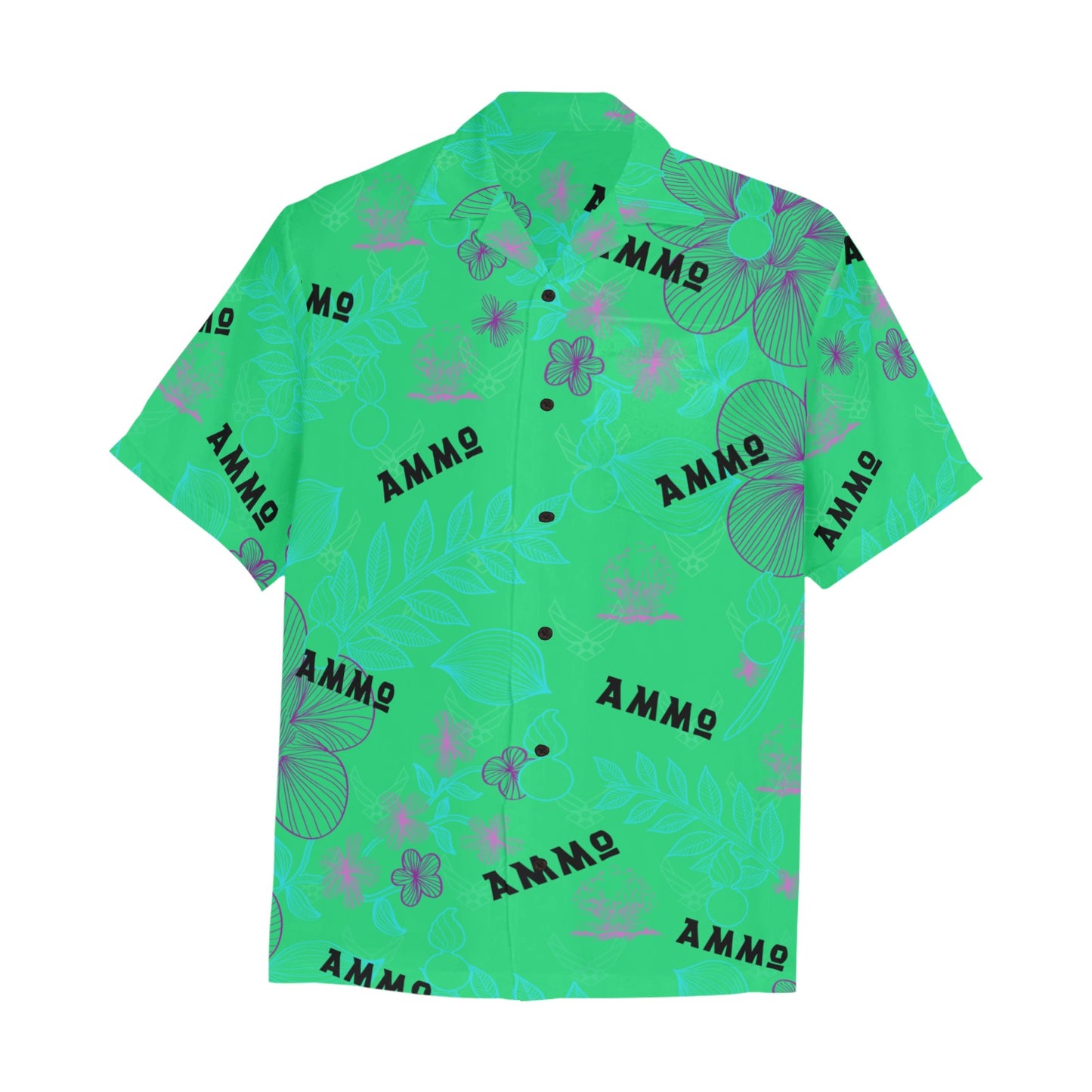 USAF AMMO Neon Green Pisspots and Subtle AF Vectors AMMO Pride Mens Hawaiian Shirt With Left Chest Pocket