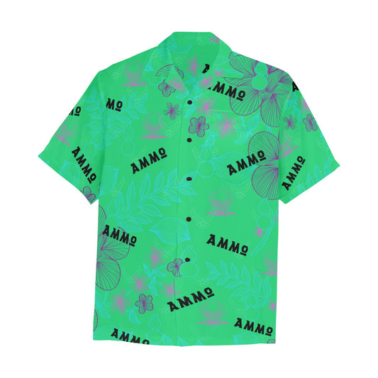 USAF AMMO Neon Green Pisspots and Subtle AF Vectors AMMO Pride Mens Hawaiian Shirt With Left Chest Pocket