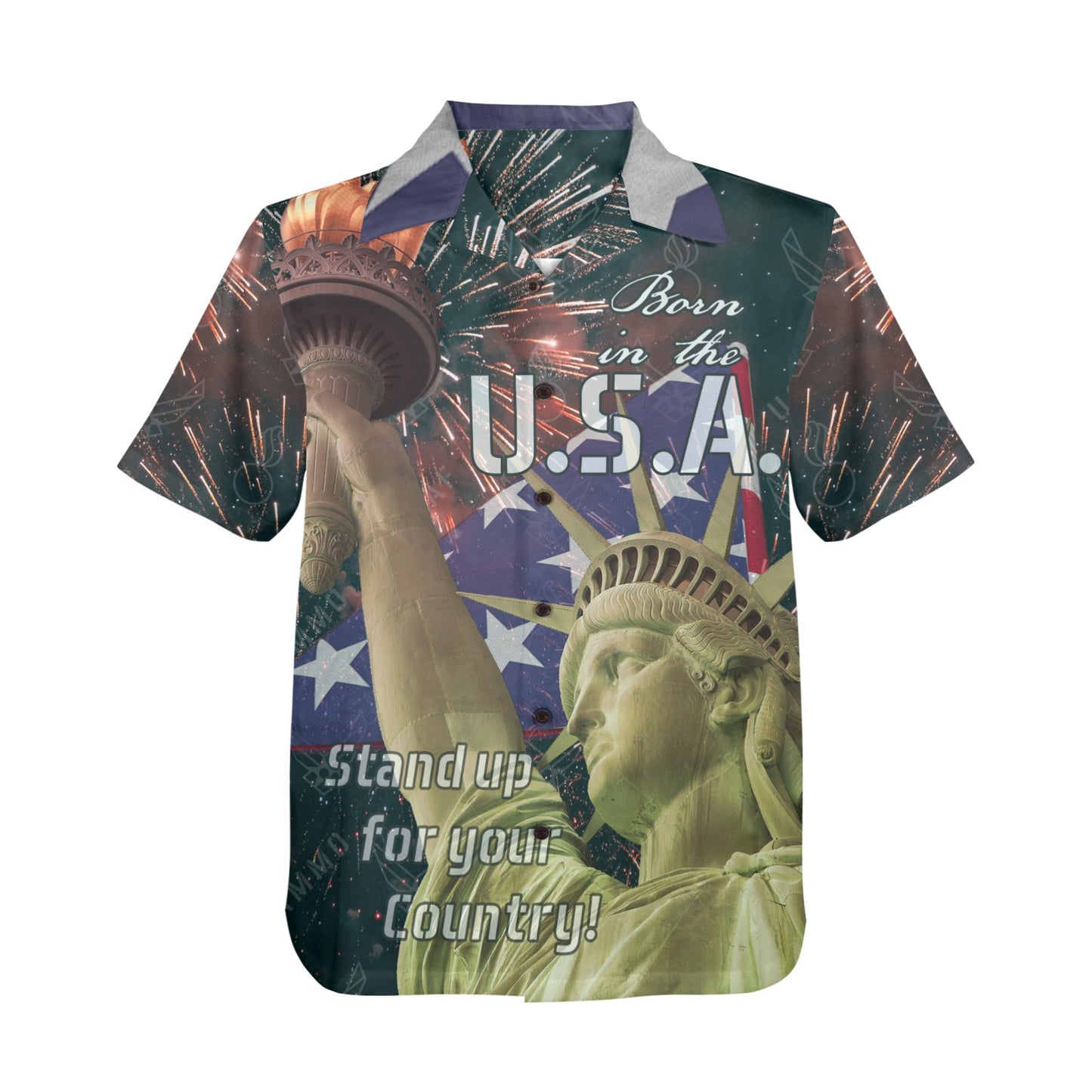 USAF AMMO Pisspots AF Vector logos Statue of Liberty Fireworks Patriotic Mens Hawaiian Shirt