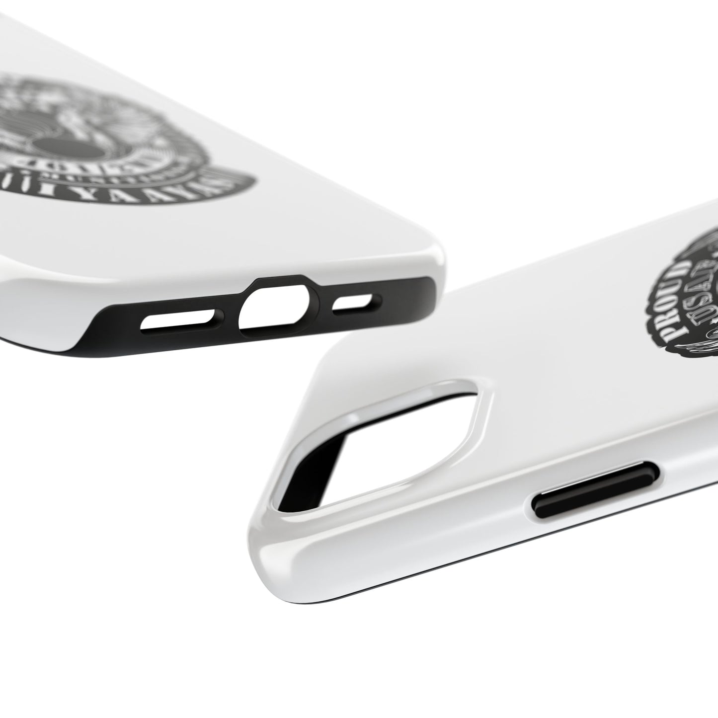 Proud USAF AMMO Veteran 461 2W0 Munitions IYAAYAS Pisspot Eagle Wings Vintage Ribbon Scrolls White Background Tough Phone Cases