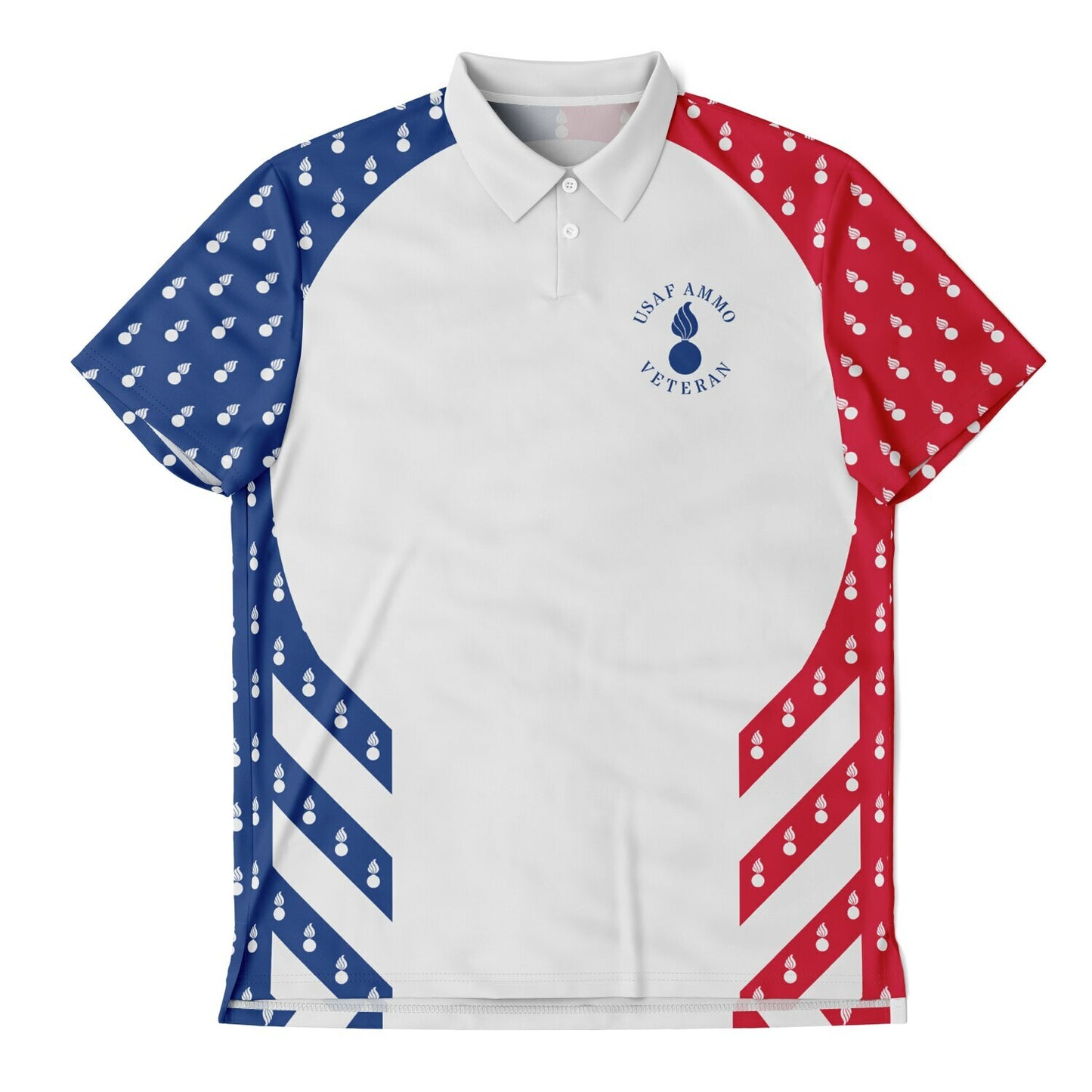 Proud USAF AMMO Veteran Pisspot Eagle Wings DD-214 Certified IYAAYAS Red White Blue Polo Shirt - All Over Print