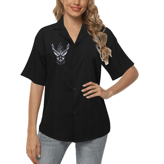 USAF AMMO Shiny Chrome AF Vector and Pisspot Logo with Air Force Memorial Womens Hawaiian Shirt