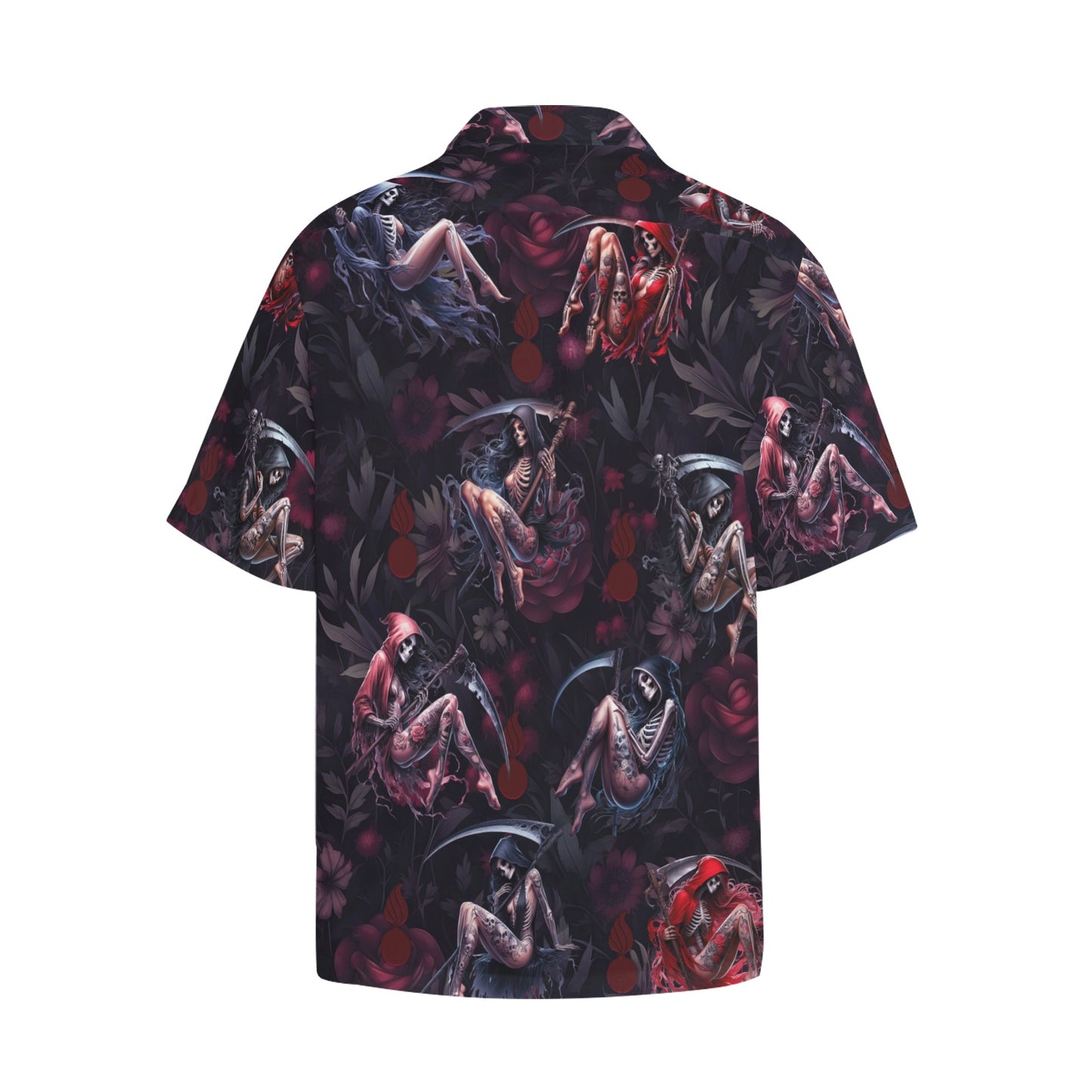 USAF AMMO Female Grim Reapers Flowers and Pisspots Mens Hawaiian Shirt With Left Chest Pocket