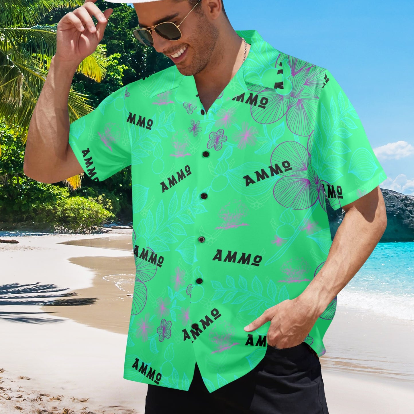 USAF AMMO Neon Green Pisspots and Subtle AF Vectors AMMO Pride Mens Hawaiian Shirt