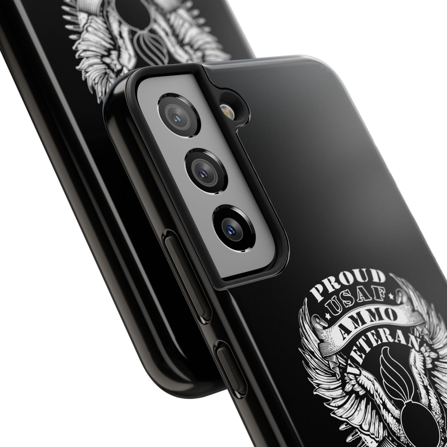 Proud USAF AMMO Veteran 461 2W0 Munitions IYAAYAS Pisspot Eagle Wings Vintage Ribbon Scrolls Black Background Tough Phone Cases
