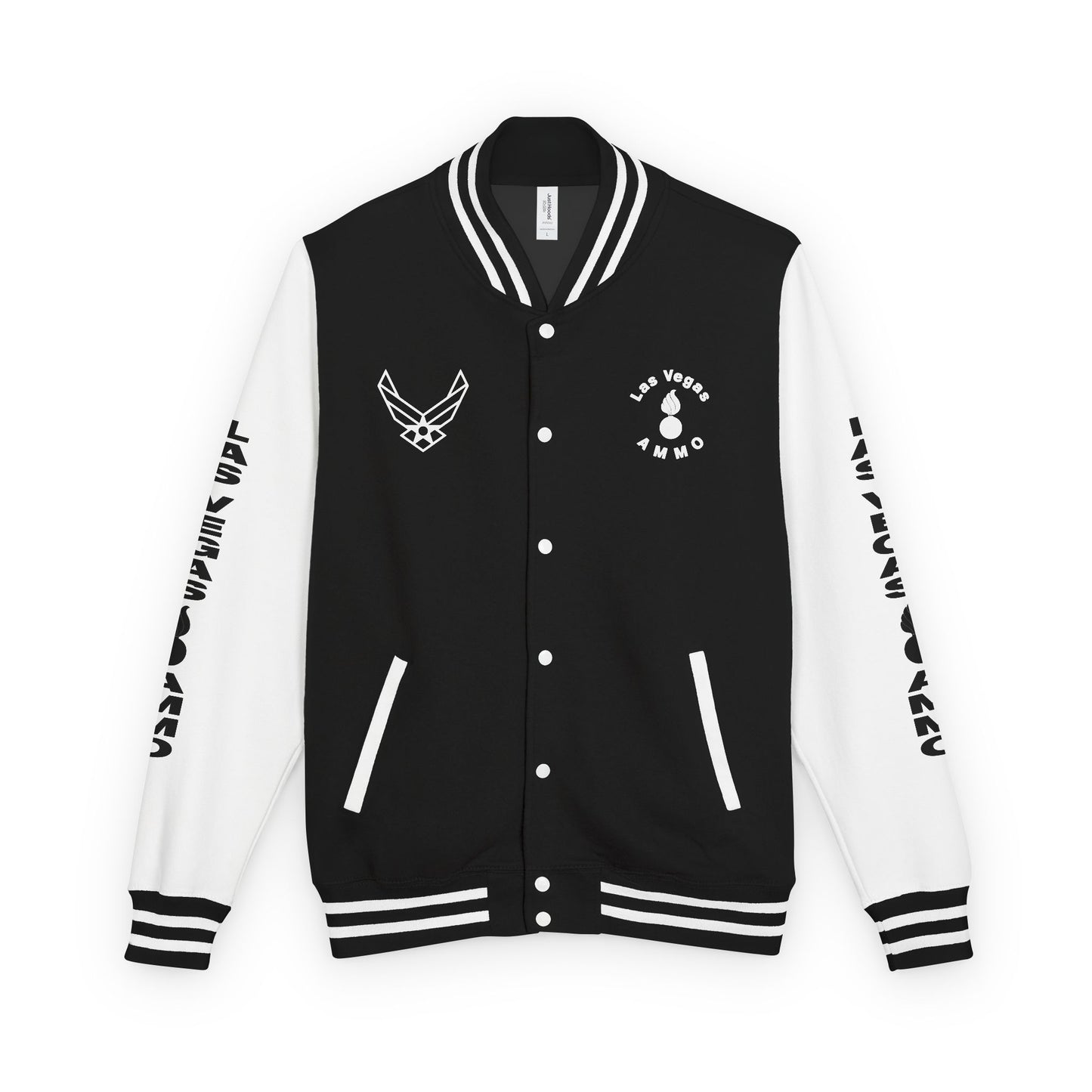 Las Vegas AMMO LV AVA Official Logo with Pisspot IYAAYAS Mens Heavyweight Letterman Jacket