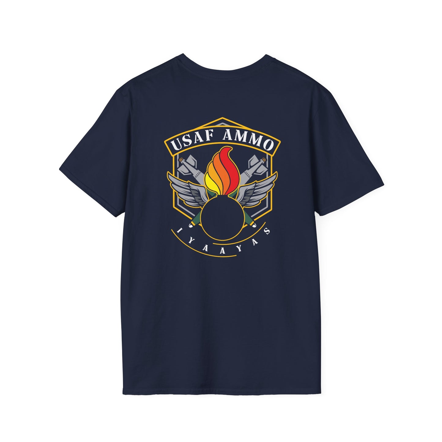 USAF AMMO Pisspot Bombs Wings IYAAYAS Logo Unisex Softstyle T-Shirt