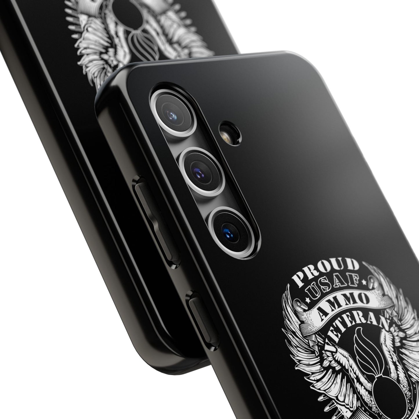 Proud USAF AMMO Veteran 461 2W0 Munitions IYAAYAS Pisspot Eagle Wings Vintage Ribbon Scrolls Black Background Tough Phone Cases