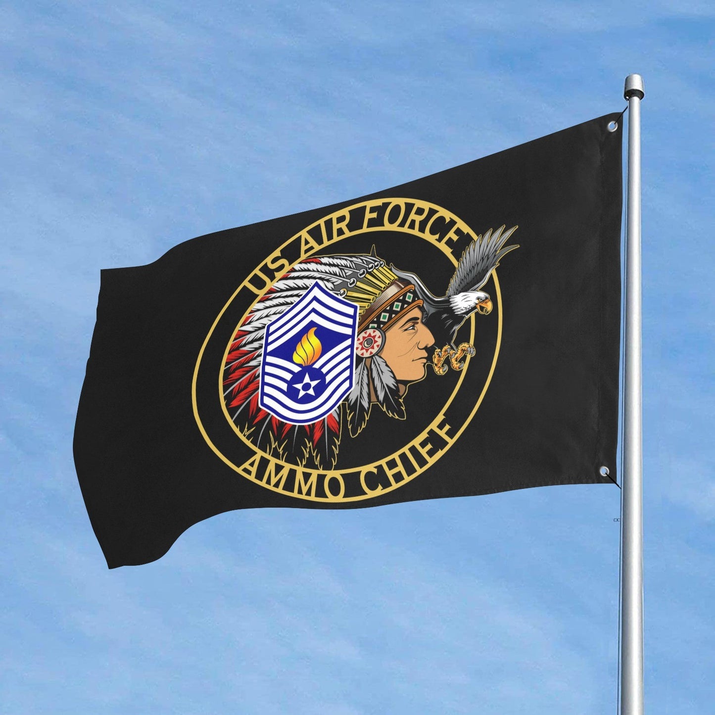 USAF AMMO Chief Logo With Eagle 2 Sided Flag