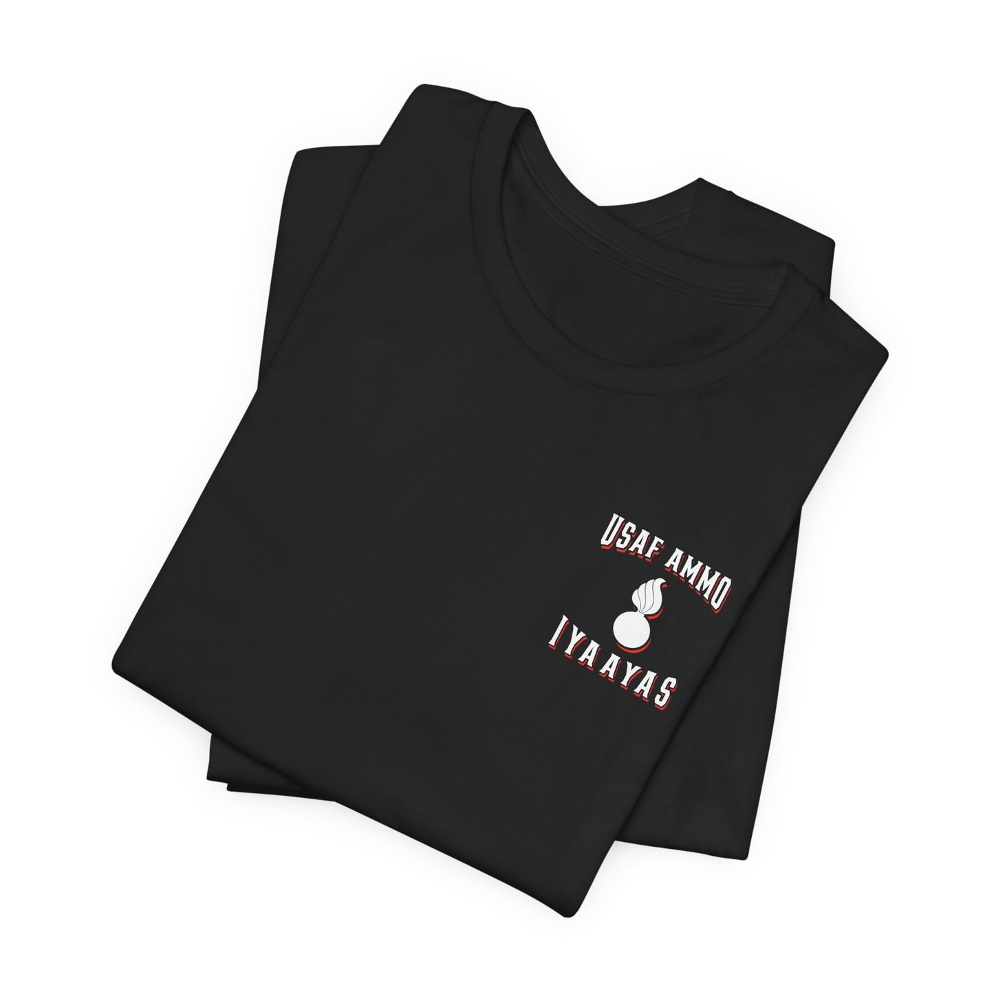 USAF AMMO IYAAYAS Pisspot Red White and Black Grunge Vertical American Flag Unisex Jersey Short Sleeve Tee