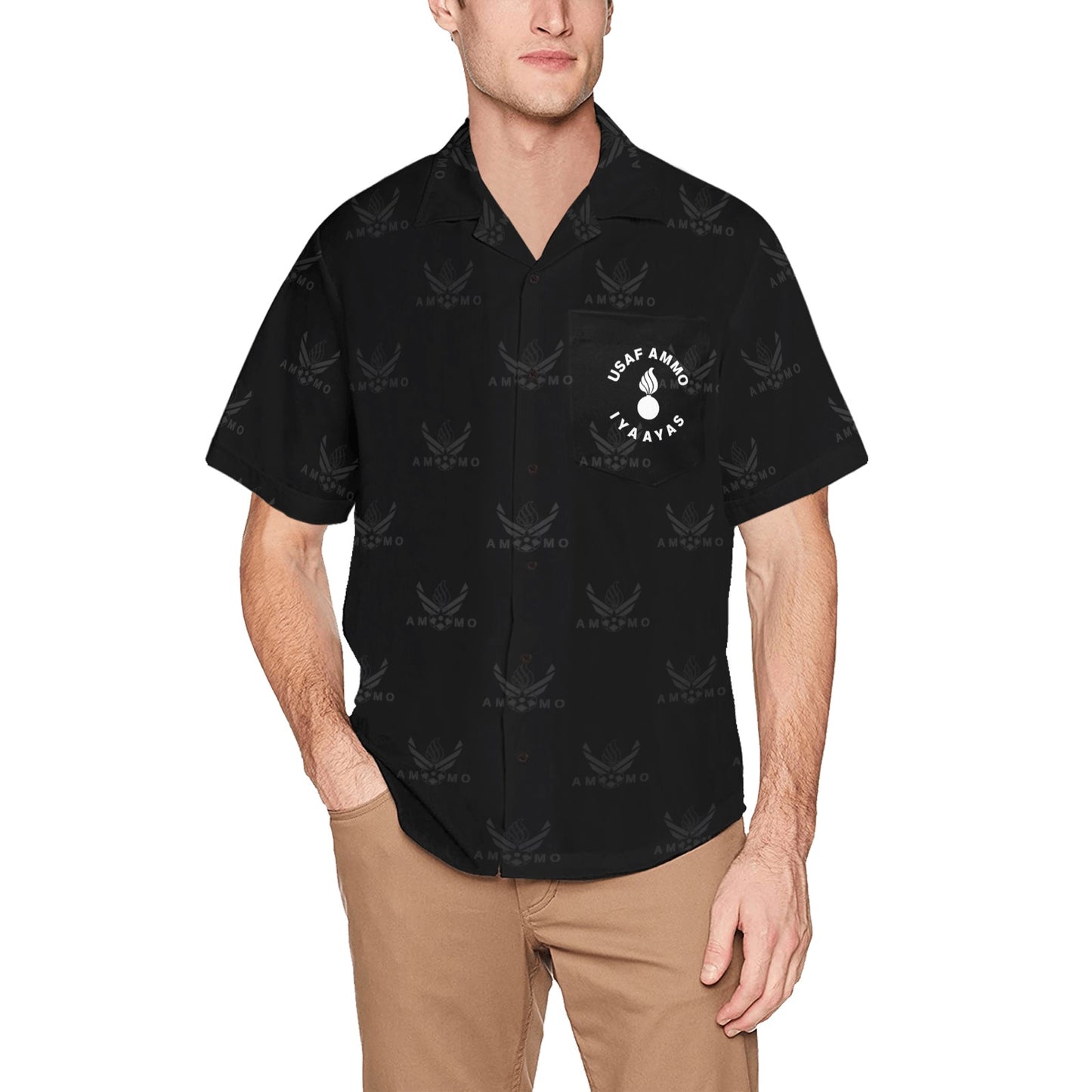 USAF AMMO with IYAAYAS Official Mens Hawaiian Shirt Basic Version With Left Chest Pocket
