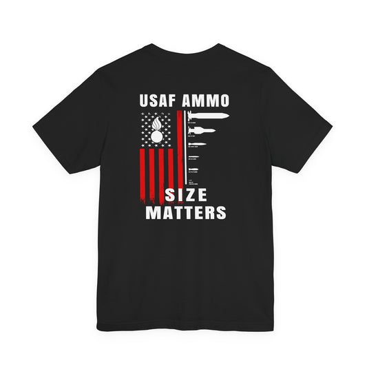 USAF AMMO Size Matters Pisspot American Flag Various Aircraft Bomb Silhouettes IYAAYAS Unisex Jersey Short Sleeve Tee