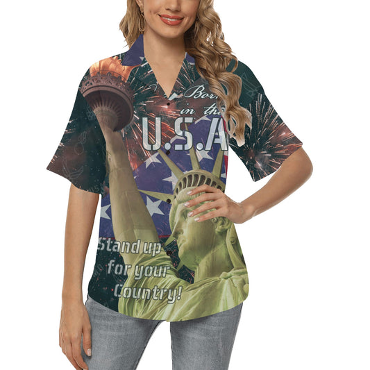 USAF AMMO Pisspots AF Vector logos Statue of Liberty Fireworks Patriotic Womens Hawaiian Shirt