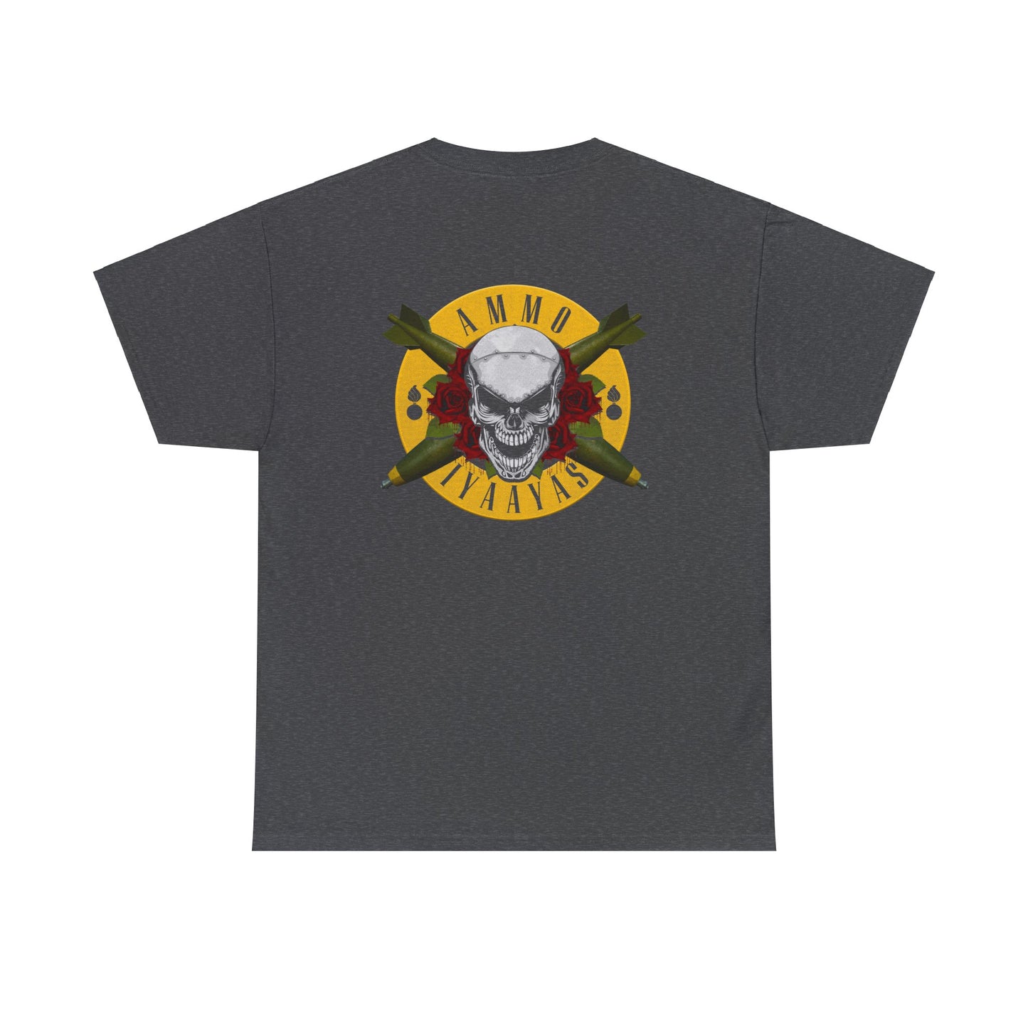 USAF AMMO IYAAYAS Skull Roses Crossed Bombs Grunge Circle Pisspot Logo Men's Gift T-Shirt