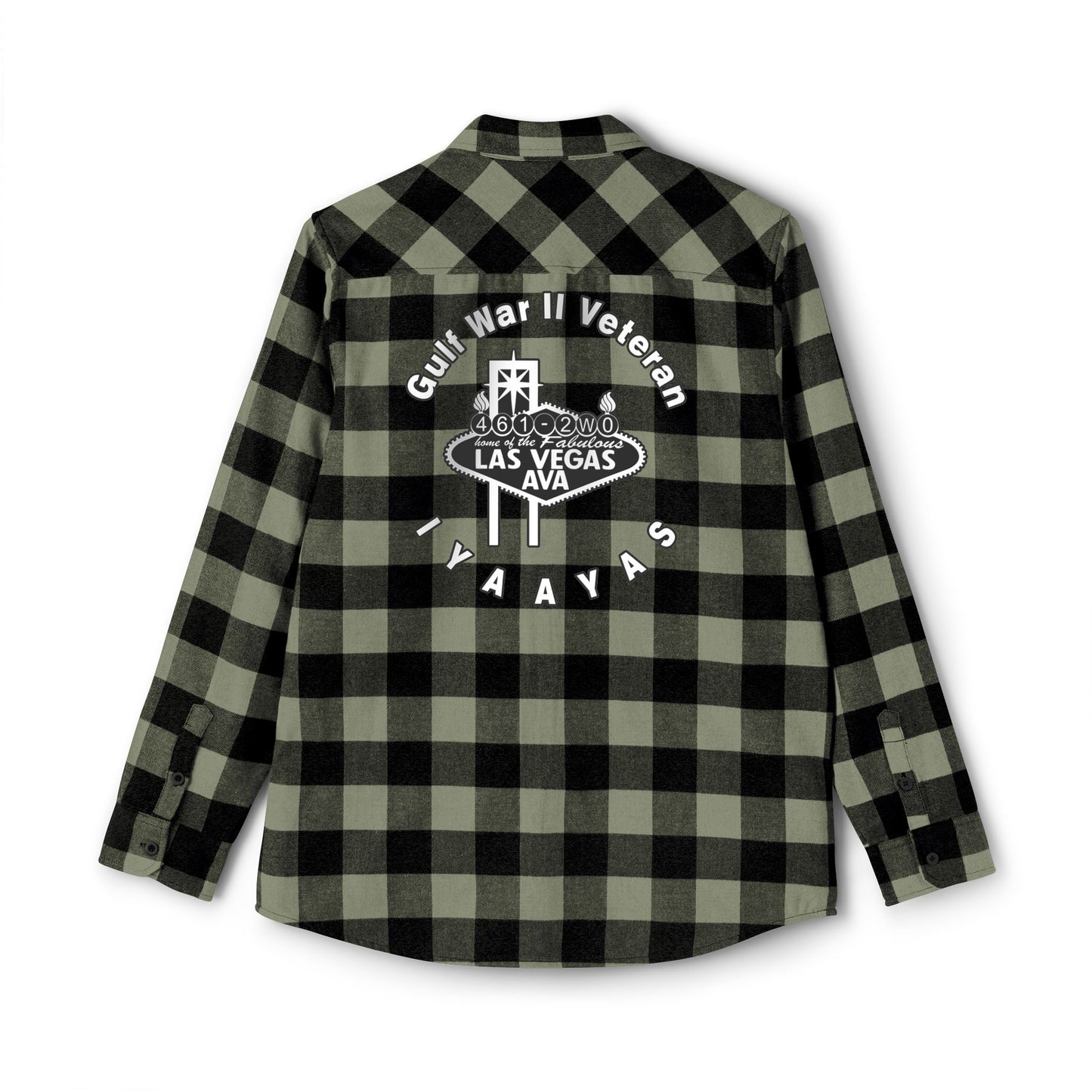 Gulf War II Veteran Las Vegas AVA USAF AMMO Pisspot Mens Long Sleeve Flannel Shirt