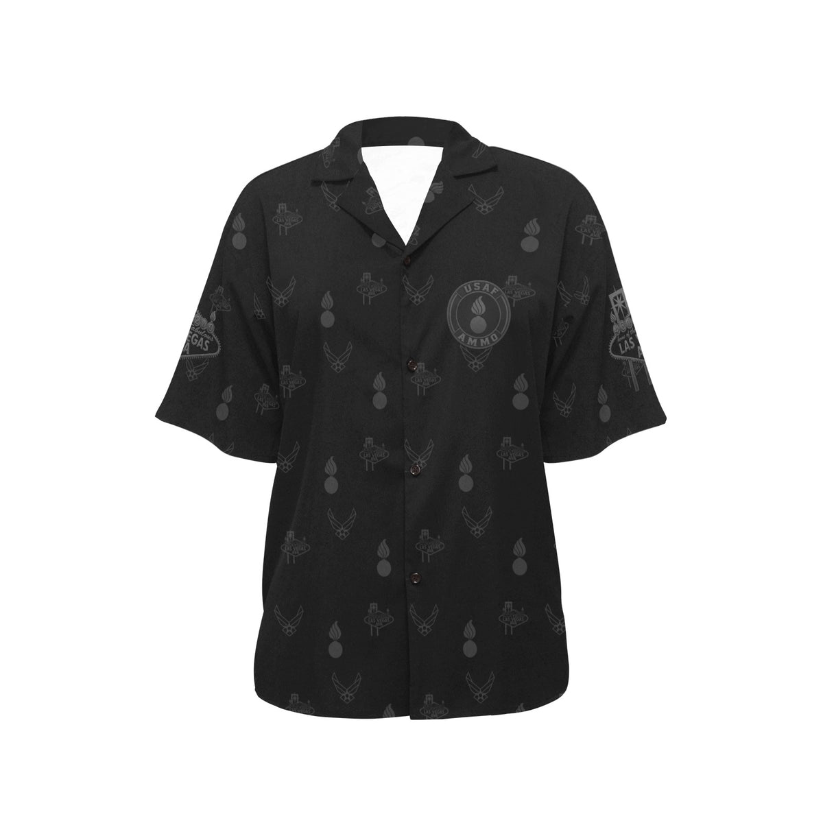 2027 AMMO Bash Las Vegas Grim Reaper Snake Eyes Black Subdued Color Logos Women’s Hawaiian Shirt with No Pocket