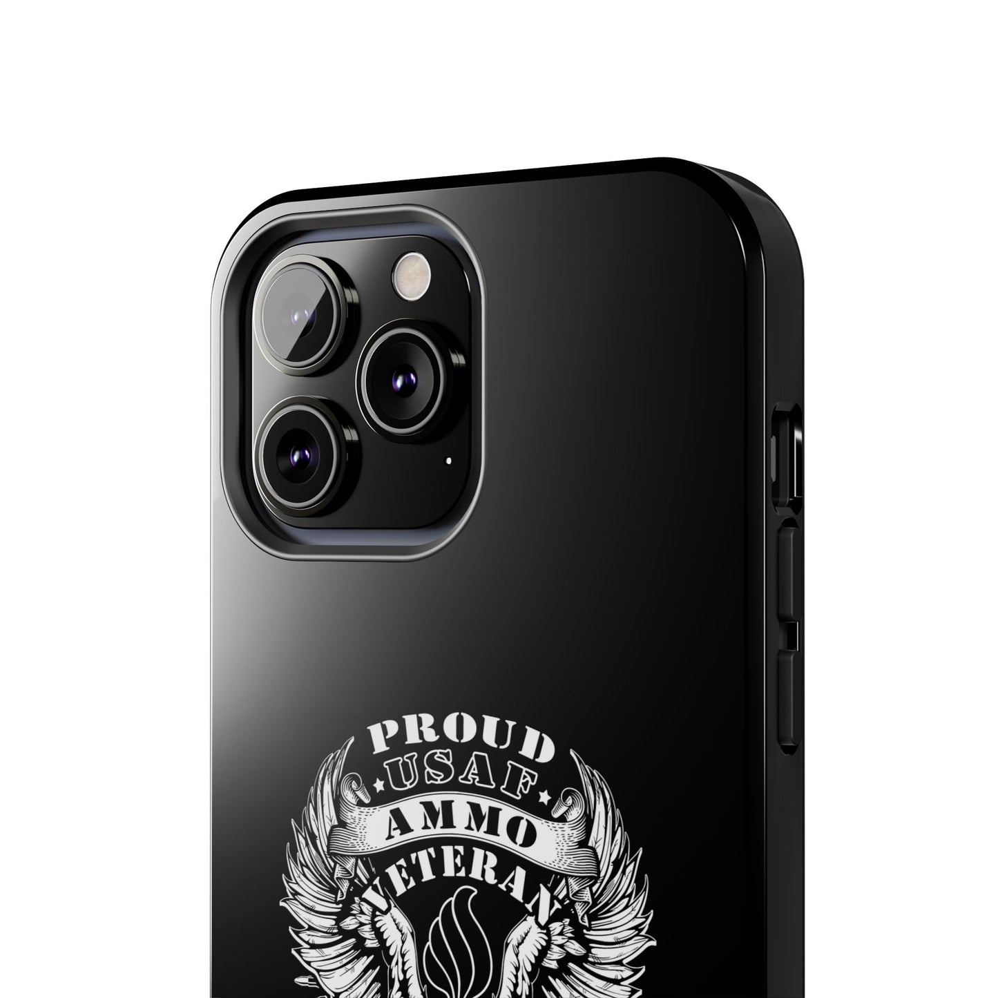 Proud USAF AMMO Veteran 461 2W0 Munitions IYAAYAS Pisspot Eagle Wings Vintage Ribbon Scrolls Black Background Tough Phone Cases