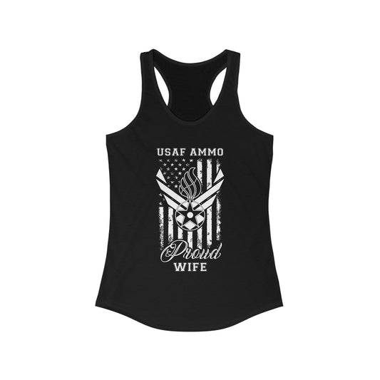 USAF AMMO Flag AF Vector With Pisspot Proud Wife Womens Ideal Racerback Tank Top