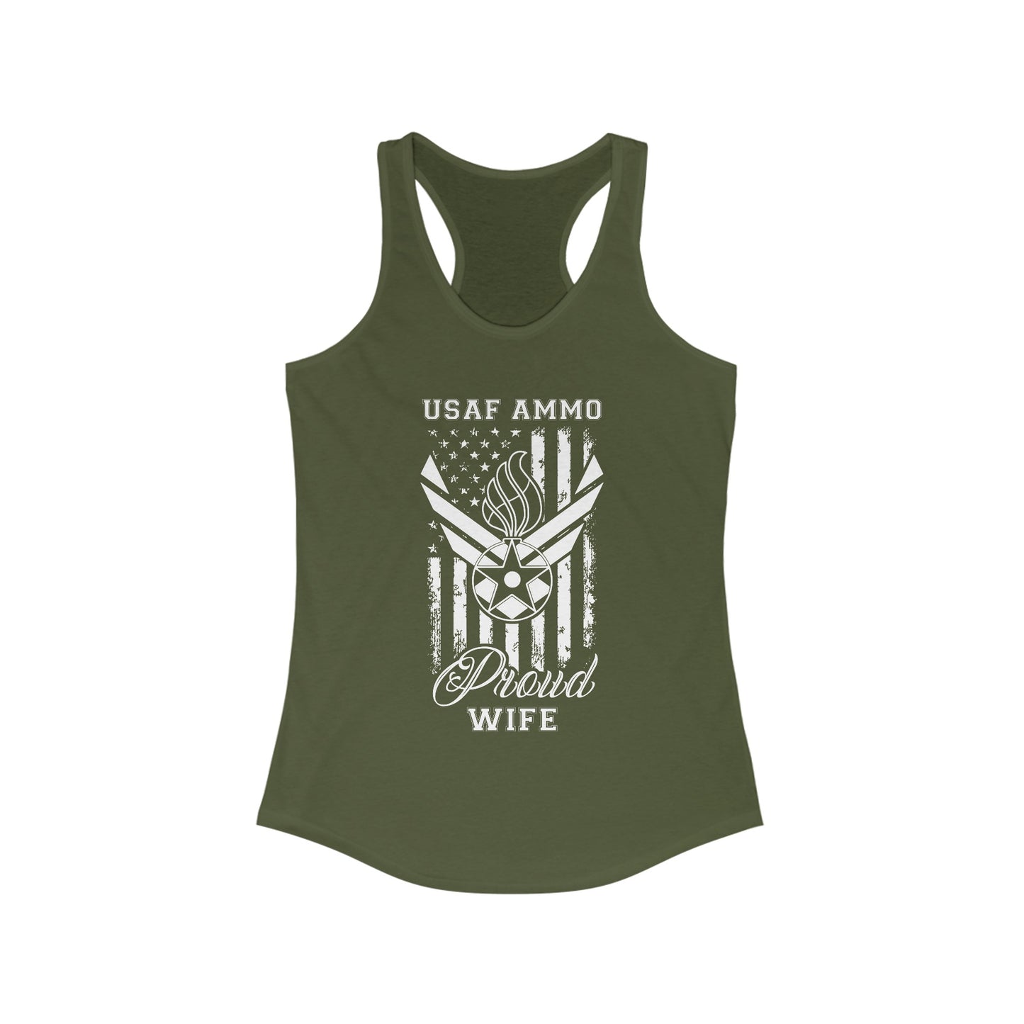 USAF AMMO Flag AF Vector With Pisspot Proud Wife Womens Ideal Racerback Tank Top