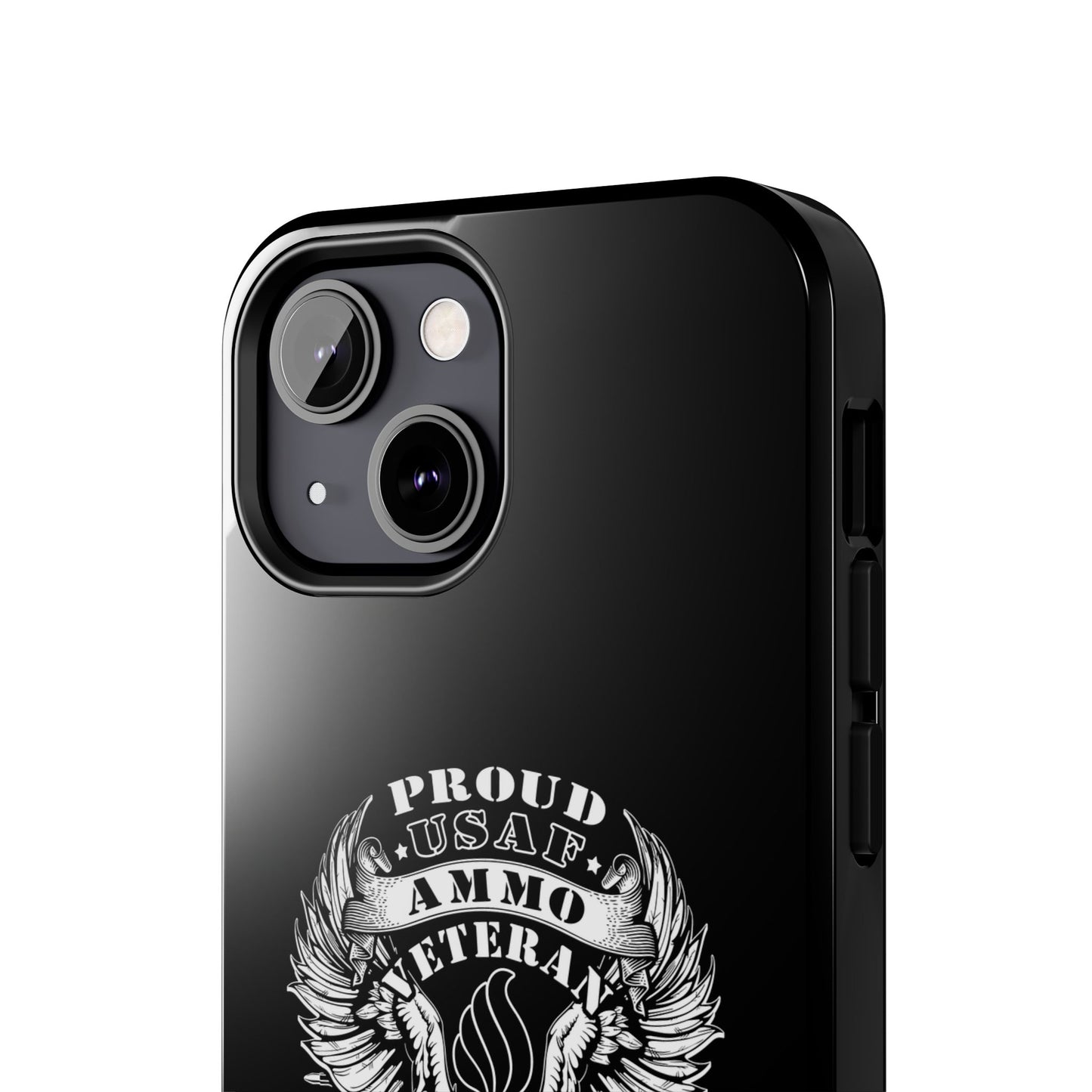 Proud USAF AMMO Veteran 461 2W0 Munitions IYAAYAS Pisspot Eagle Wings Vintage Ribbon Scrolls Black Background Tough Phone Cases
