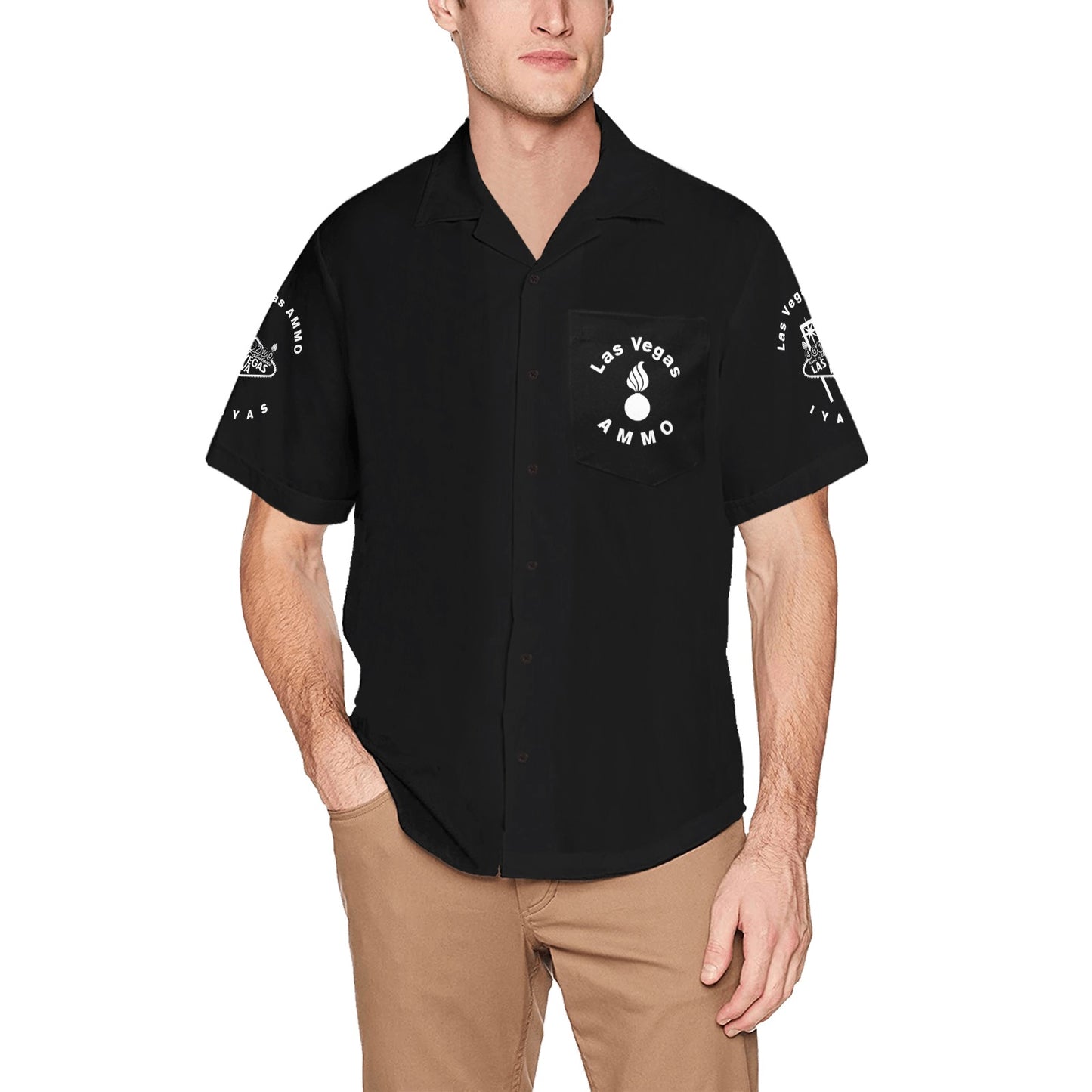 USAF AMMO Grim Reaper 2026 Las Vegas AVA Pisspots IYAAYAS Mens Black V2 Event Hawaiian Shirt with Front Left Chest Pocket
