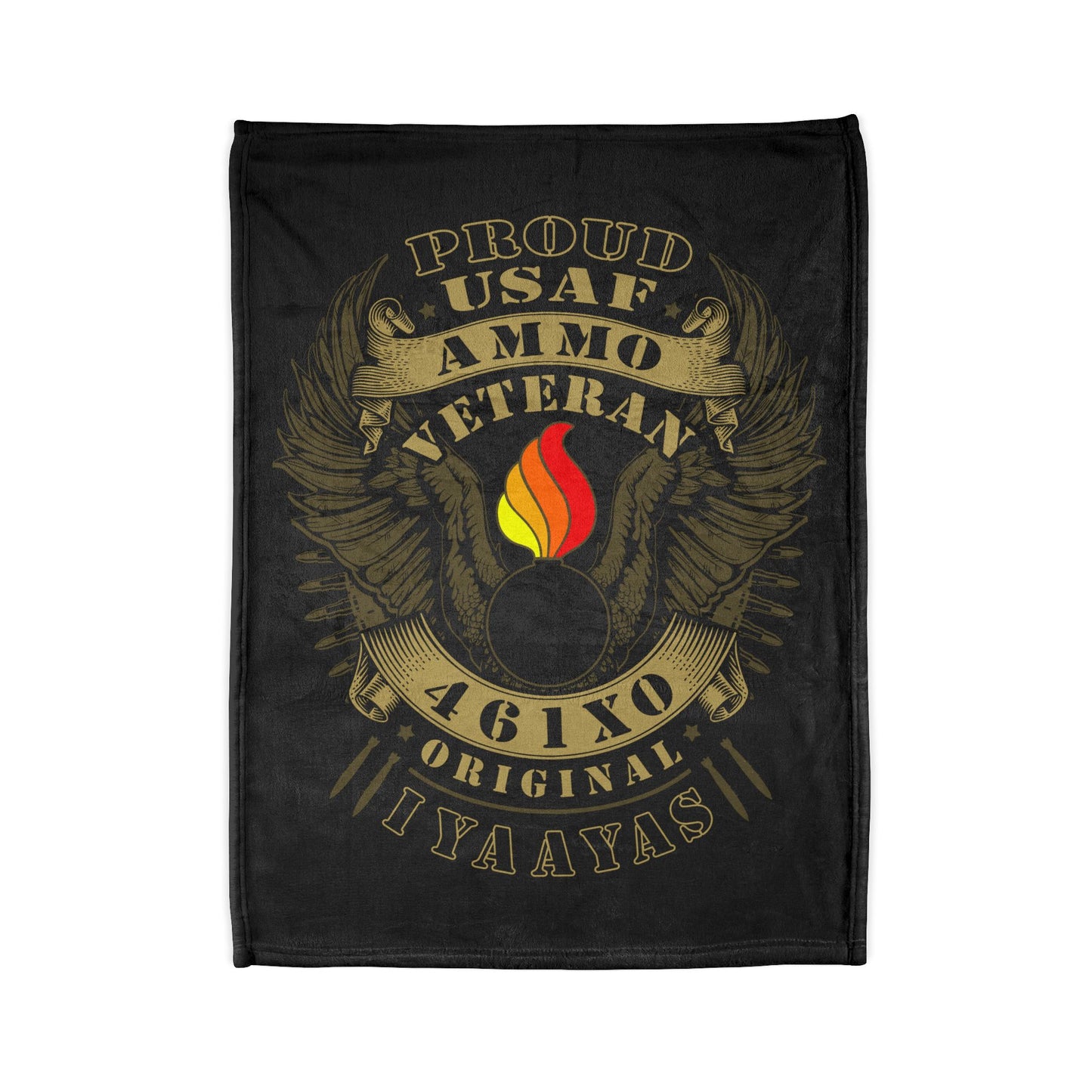 Proud USAF AMMO Veteran 461X0 Original IYAAYAS Pisspot Eagle Wings Vintage Scroll Ribbons Bomb Silhouettes Soft Polyester 30" x 40" Blanket