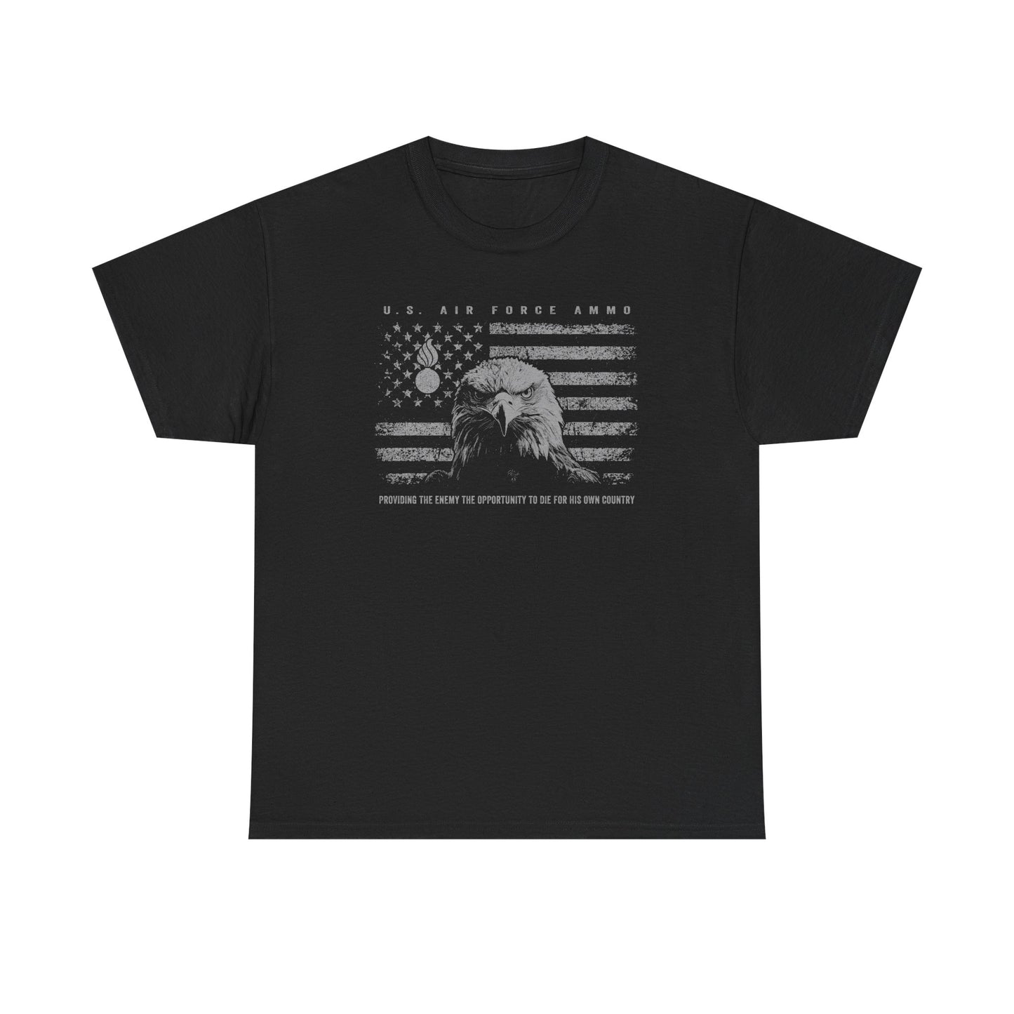 Grunge American Flag Eagle Head Pisspot USAF AMMO Unisex Heavy Cotton Tee