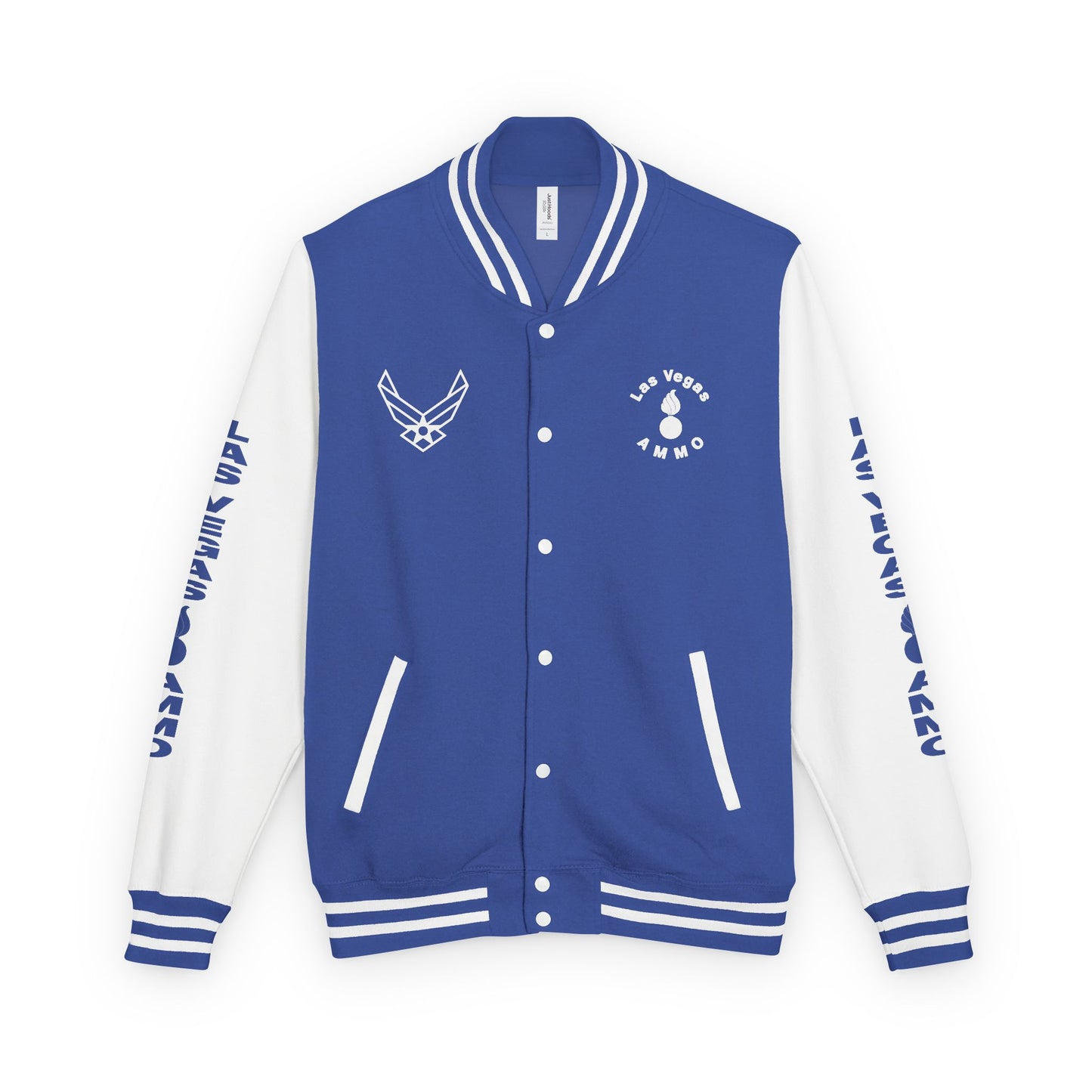 Las Vegas AMMO LV AVA Official Logo with Pisspot IYAAYAS Mens Heavyweight Letterman Jacket