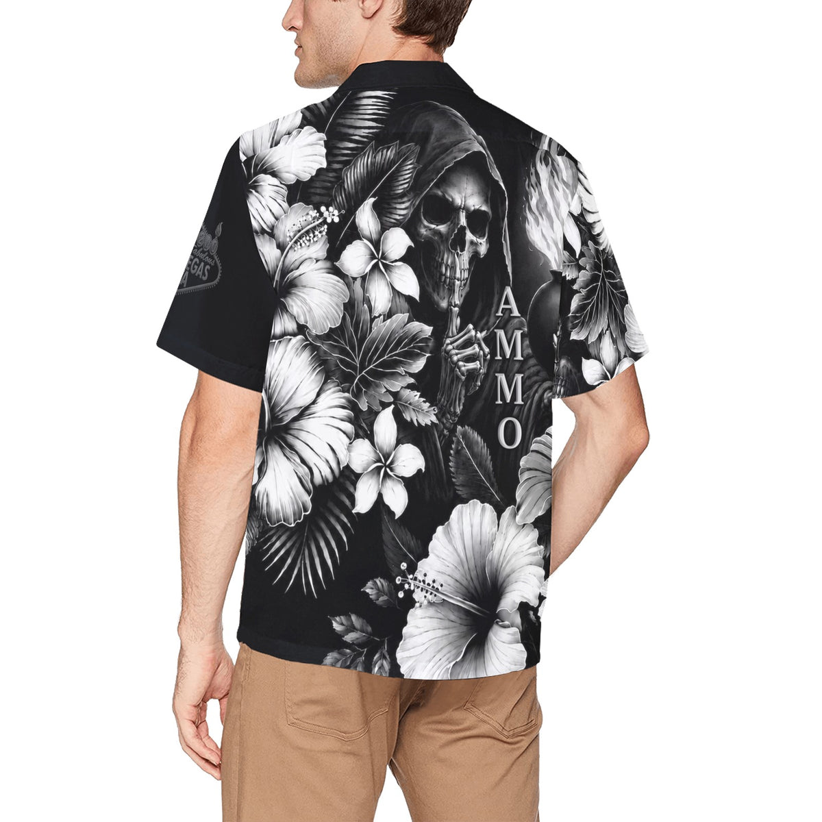 USAF AMMO Flowers Grim Reaper LV AVA Pisspot Hawaiian Shirt With Left Chest Pocket