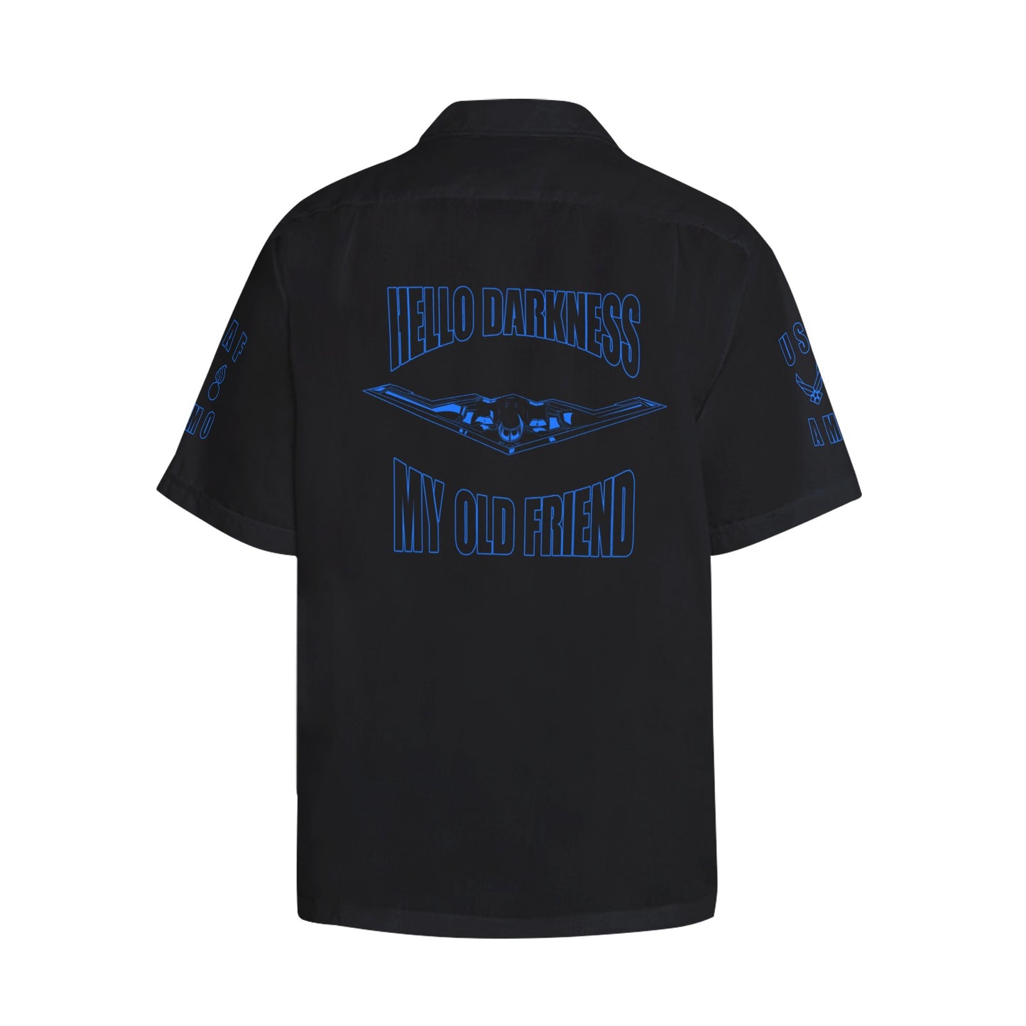 USAF AMMO B-2 Hello Darkness My Old Friend Pisspot AF Vector Mens Black Hawaiian Shirt With Left Chest Pocket