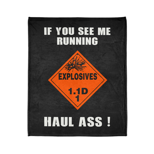 Explosive Placard USAF AMMO If You See Me Running Haul Ass Soft Polyester 50" x 60" Blanket