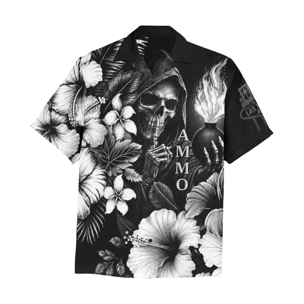 USAF AMMO Flowers Grim Reaper LV AVA Pisspot Hawaiian Shirt With Left Chest Pocket