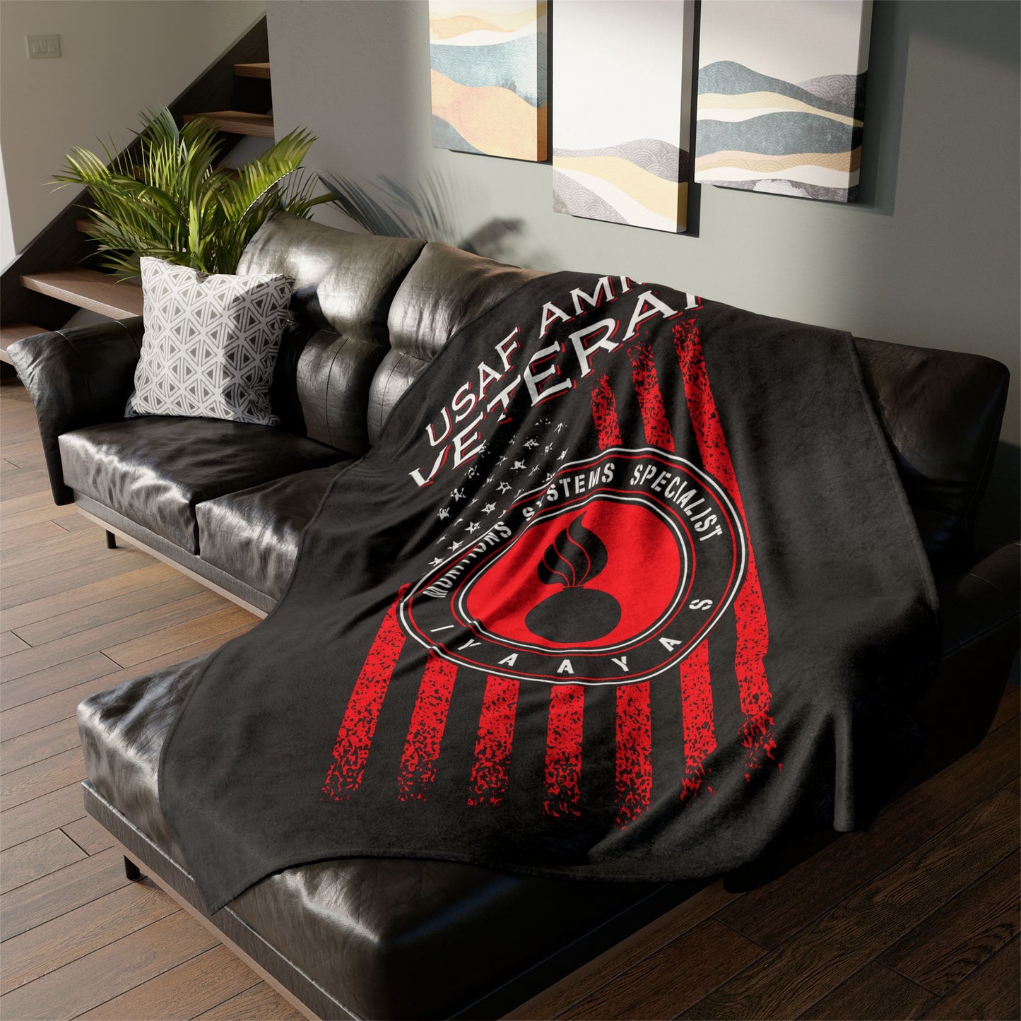 USAF AMMO Veteran Vertical Grunge American Flag Circular Logo With Pisspot and IYAAYAS Soft Polyester 60" x 80" Blanket