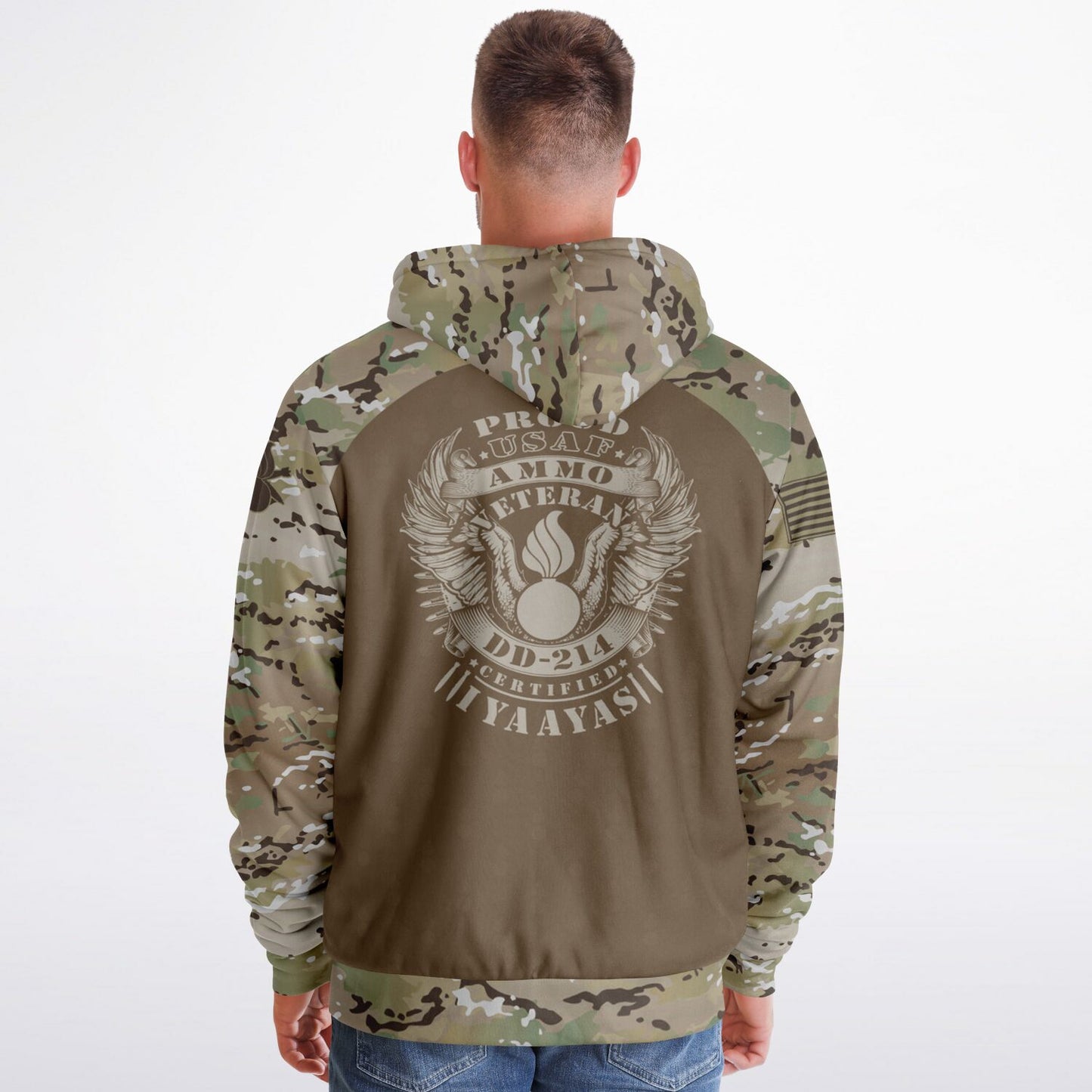 USAF AMMO Veteran OCP Style Microfleece Cold Weather Zip-Up Hoodie - All Over Print