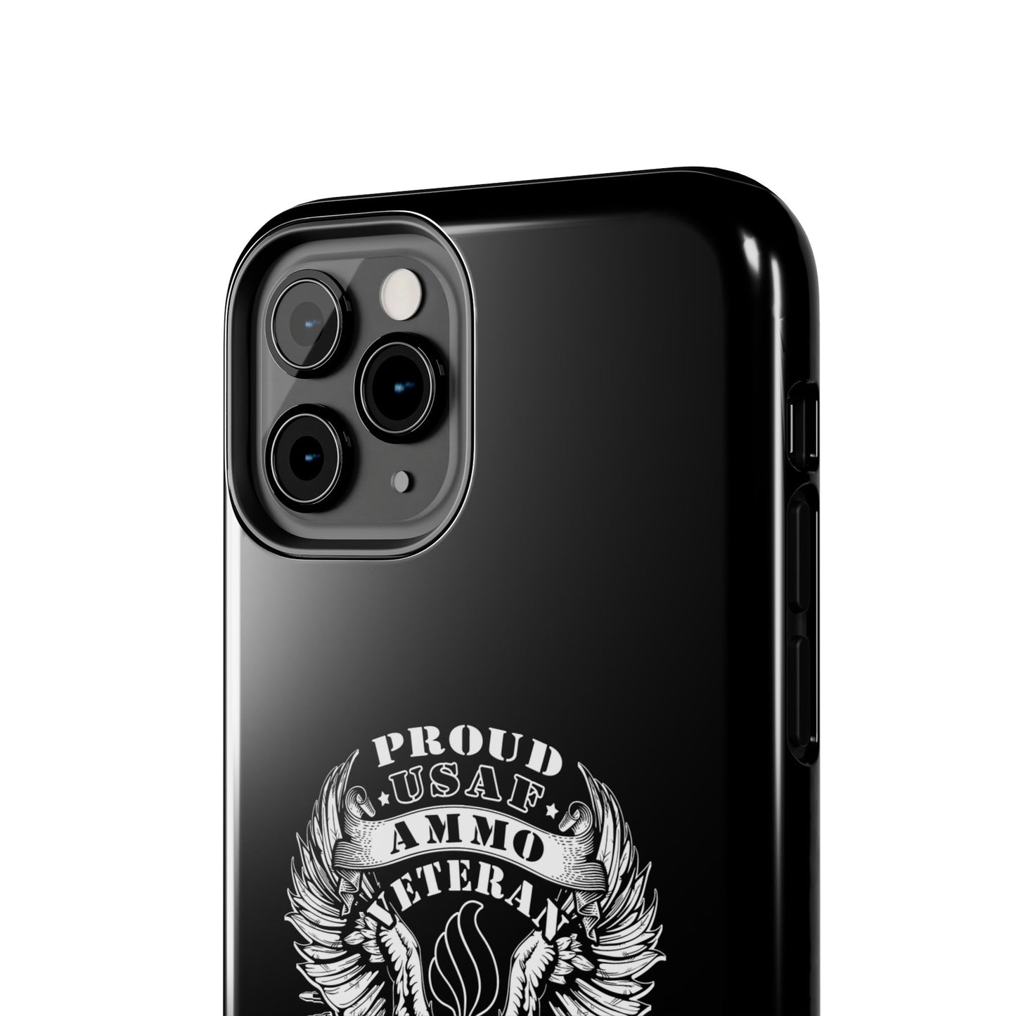 Proud USAF AMMO Veteran 461 2W0 Munitions IYAAYAS Pisspot Eagle Wings Vintage Ribbon Scrolls Black Background Tough Phone Cases
