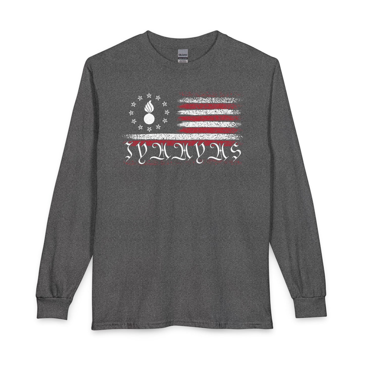AMMO Pisspot Grunge American Flag Flechette Stars IYAAYAS We The People Style Unisex Long Sleeve T-Shirt