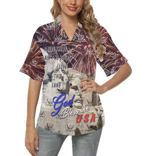 Mount Rushmore Patriotic AMMO Womens Hawaiian Shirt