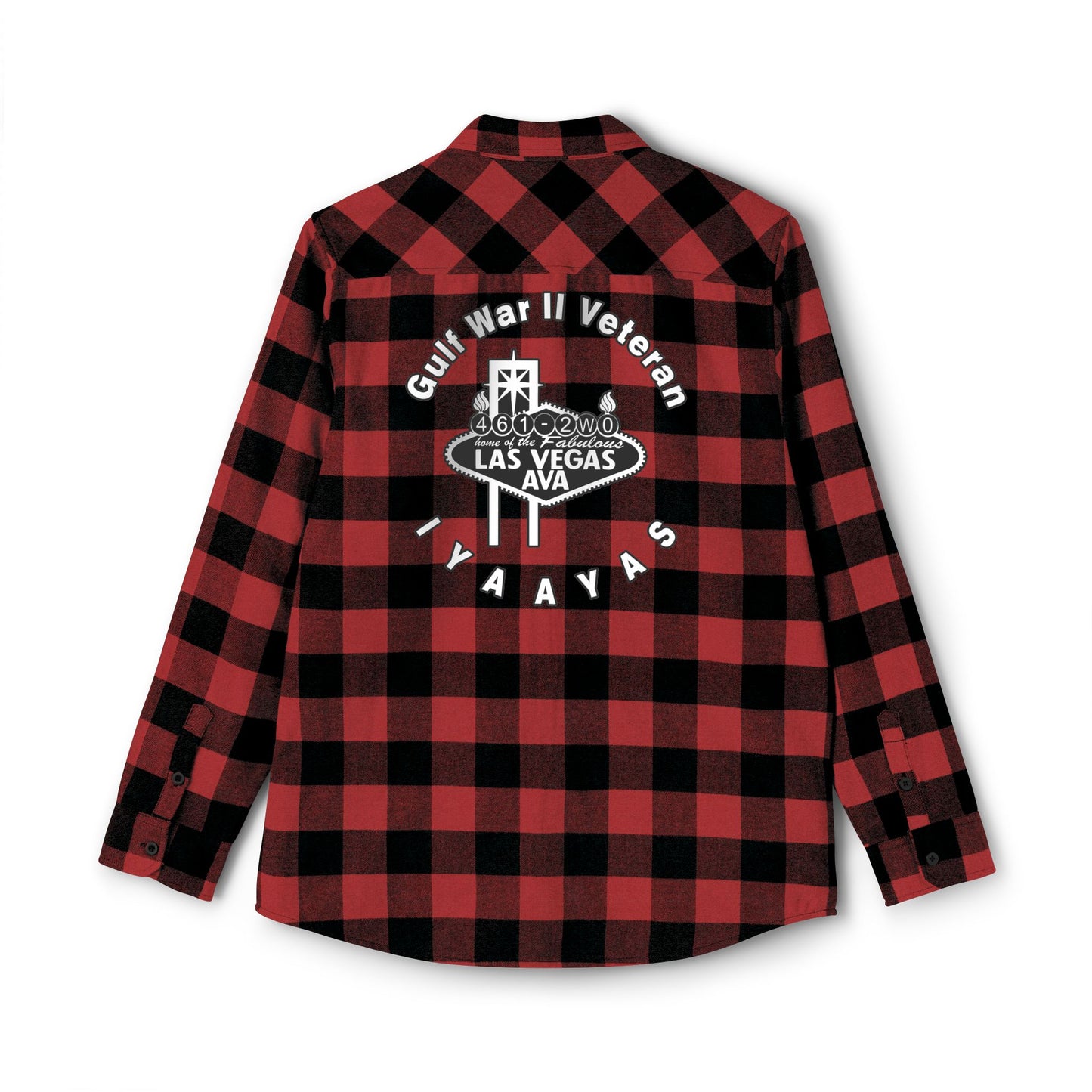 Gulf War II Veteran Las Vegas AVA USAF AMMO Pisspot Mens Long Sleeve Flannel Shirt