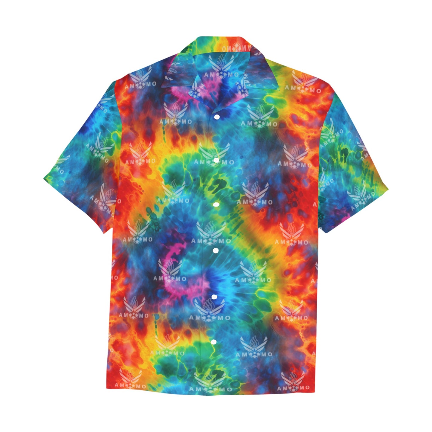 USAF AMMO Tie Dye AF Vectors Combined With Pisspots All Over Mens Hawaiian Shirt With Front Left Chest Pocket