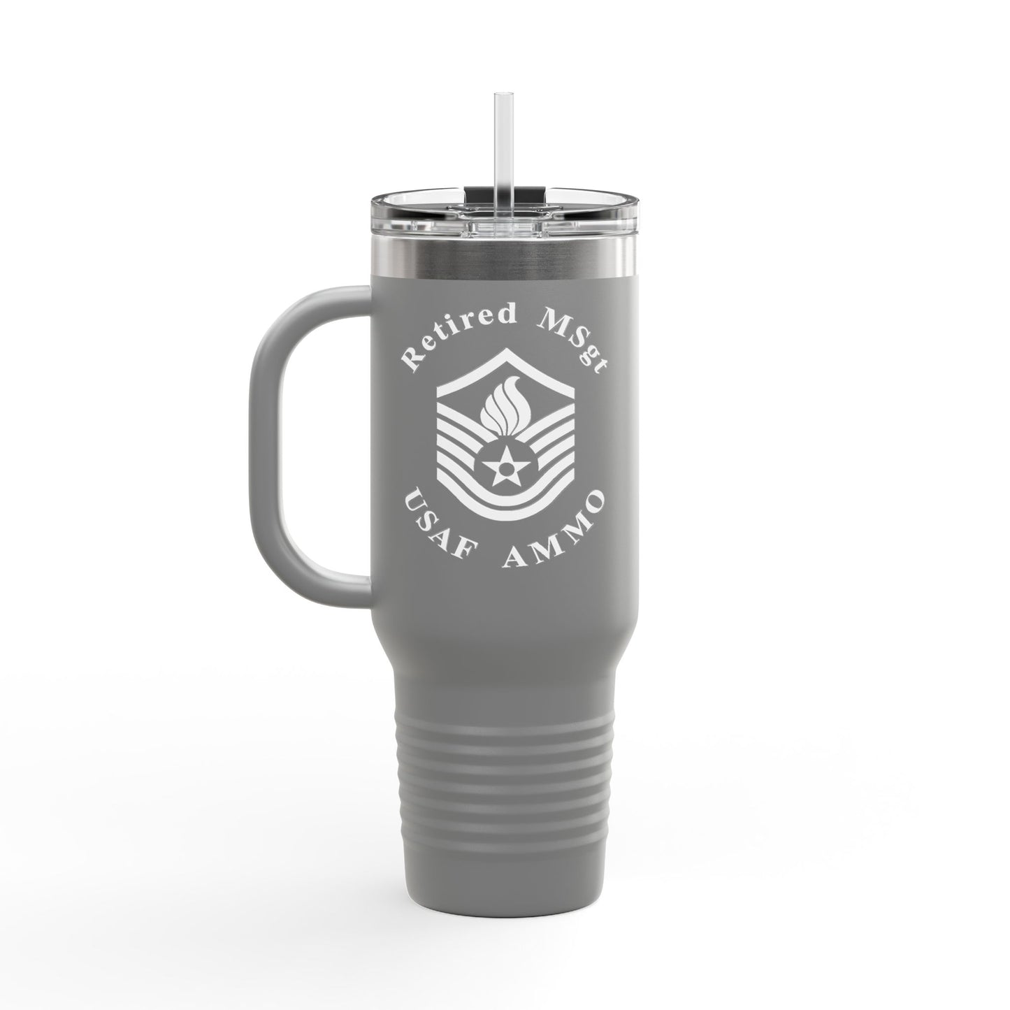 Retired MSgt USAF AMMO Rank with Pisspot Inside Insulated Travel Mug, 40oz
