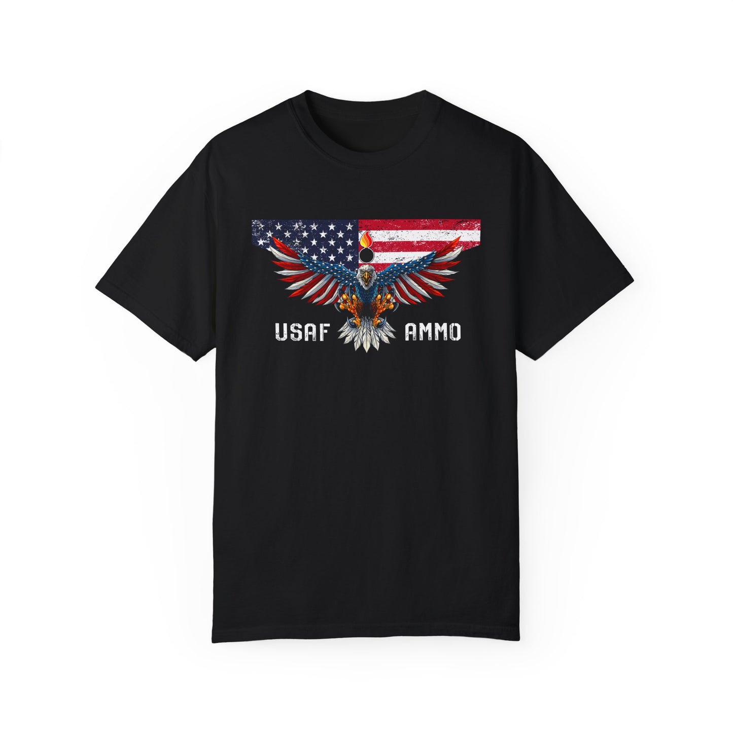 USAF AMMO Eagle Grunge American Flag Pisspot Unisex Garment-Dyed T-shirt