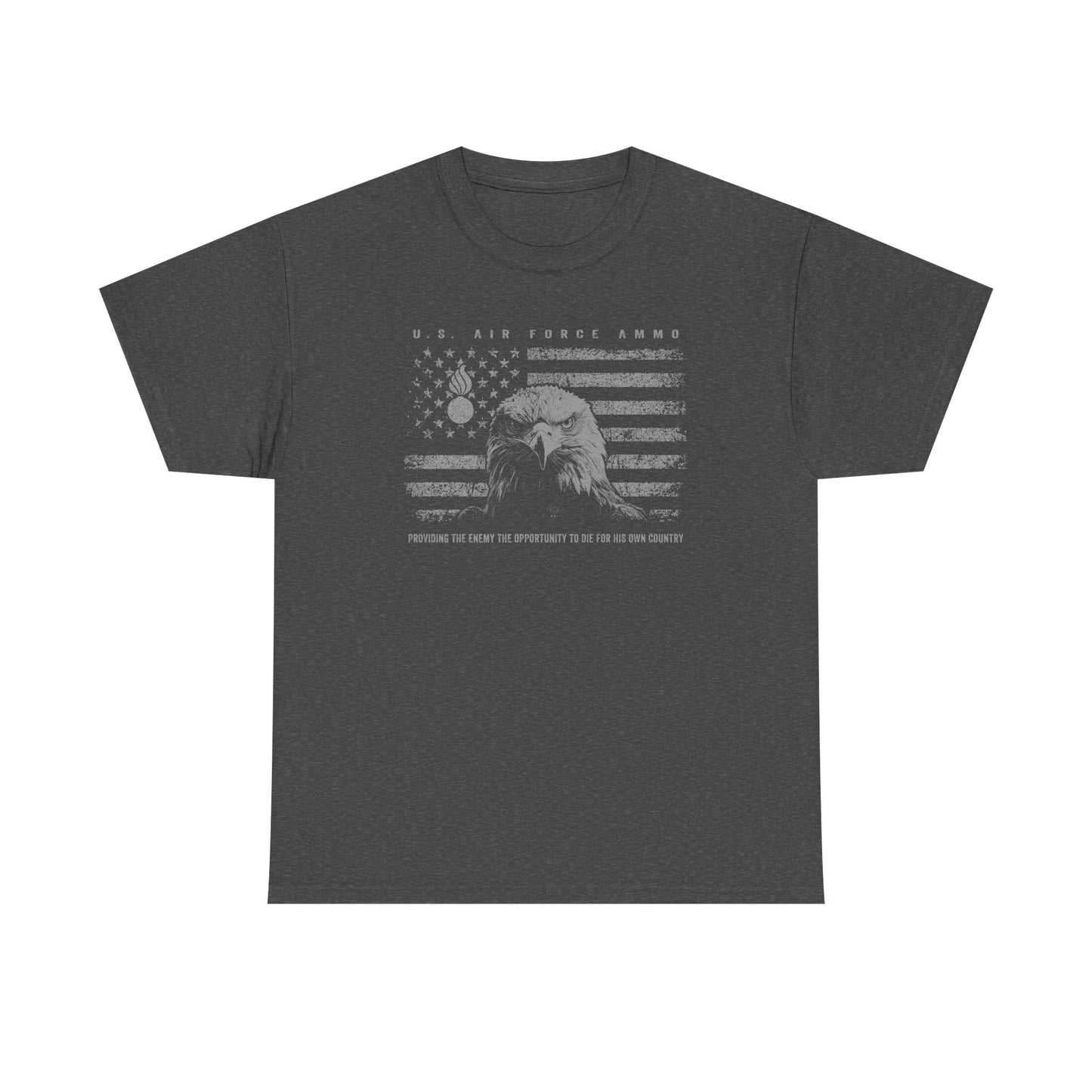 Grunge American Flag Eagle Head Pisspot USAF AMMO Unisex Heavy Cotton Tee