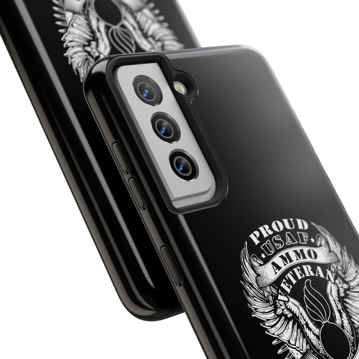 Proud USAF AMMO Veteran 461 2W0 Munitions IYAAYAS Pisspot Eagle Wings Vintage Ribbon Scrolls Black Background Tough Phone Cases