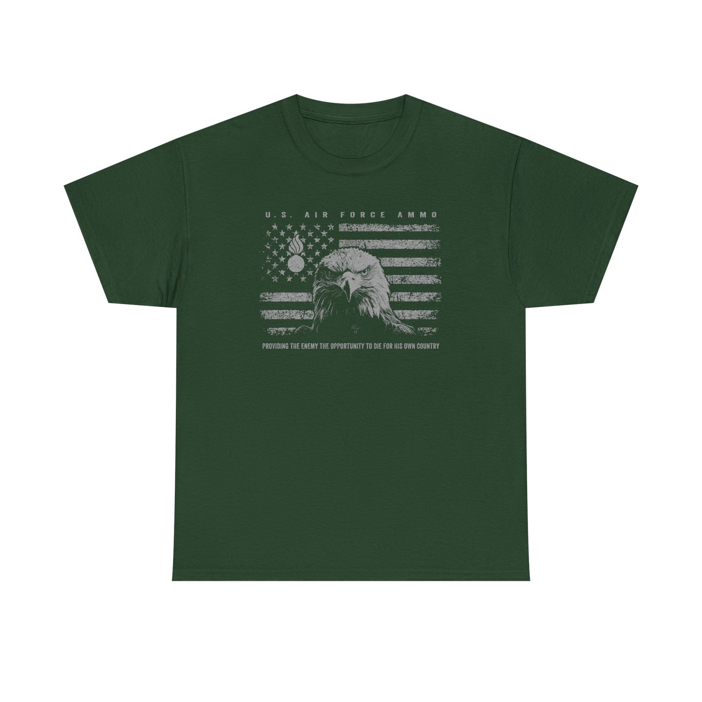 Grunge American Flag Eagle Head Pisspot USAF AMMO Unisex Heavy Cotton Tee