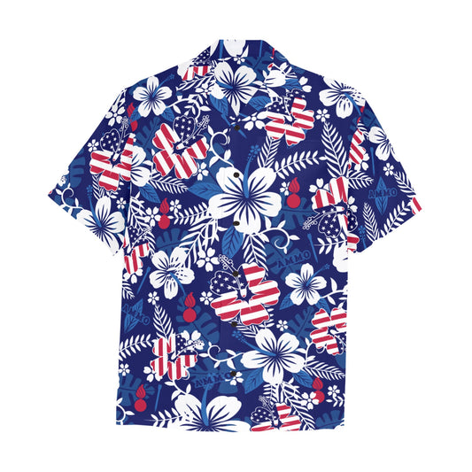 USAF AMMO Patriotic Flowers Leaves Pisspots and Flechettes Mens Hawaiian Shirt With Left Front Pocket