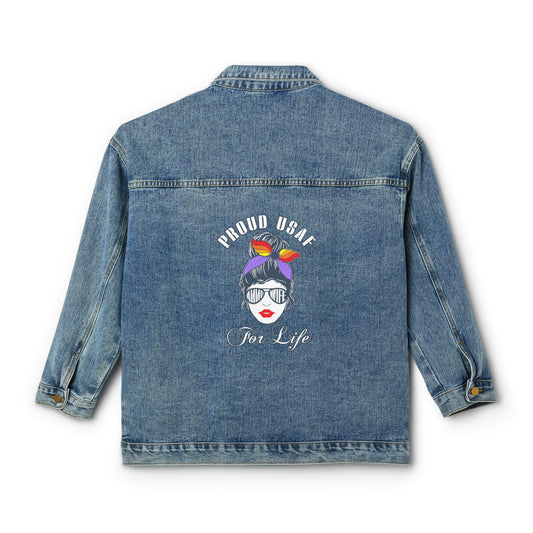 Proud USAF AMMO Wife For Life Women's Denim Jacket