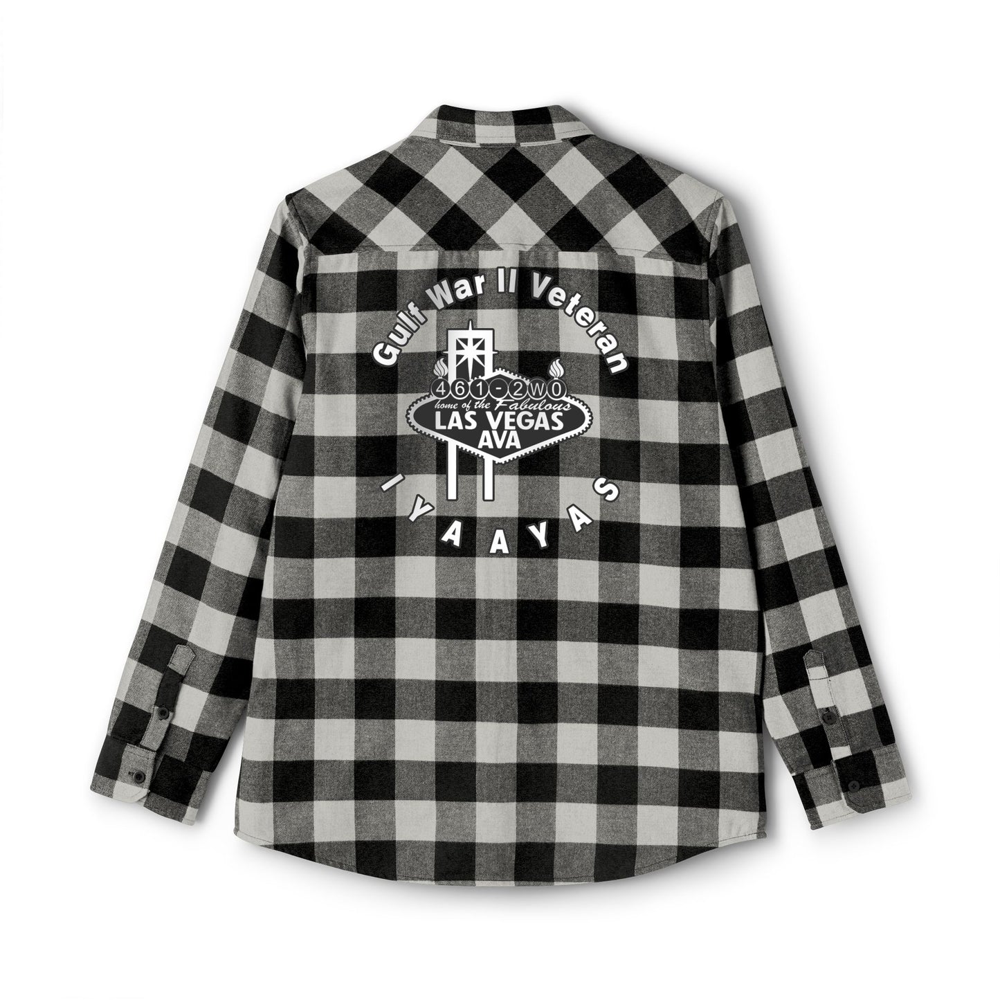 Gulf War II Veteran Las Vegas AVA USAF AMMO Pisspot Mens Long Sleeve Flannel Shirt