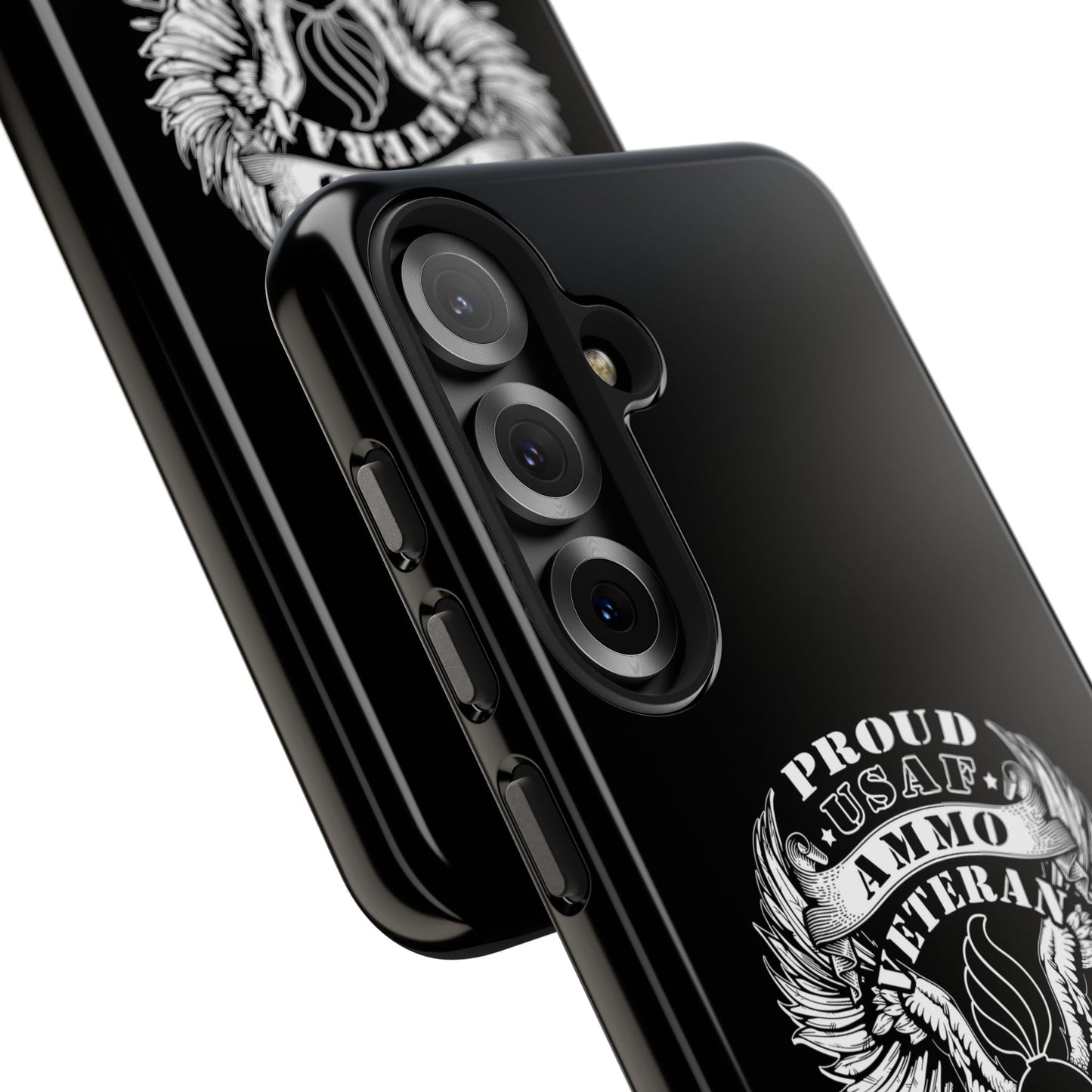 Proud USAF AMMO Veteran 461 2W0 Munitions IYAAYAS Pisspot Eagle Wings Vintage Ribbon Scrolls Black Background Tough Phone Cases