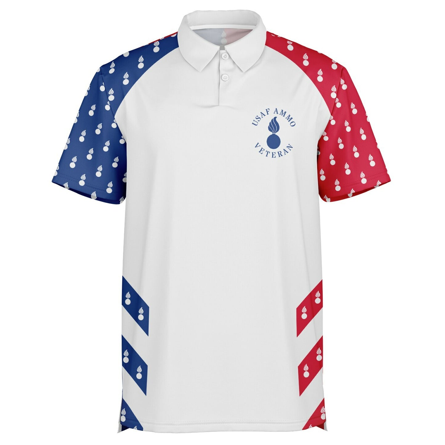 Proud USAF AMMO Veteran Pisspot Eagle Wings DD-214 Certified IYAAYAS Red White Blue Polo Shirt - All Over Print