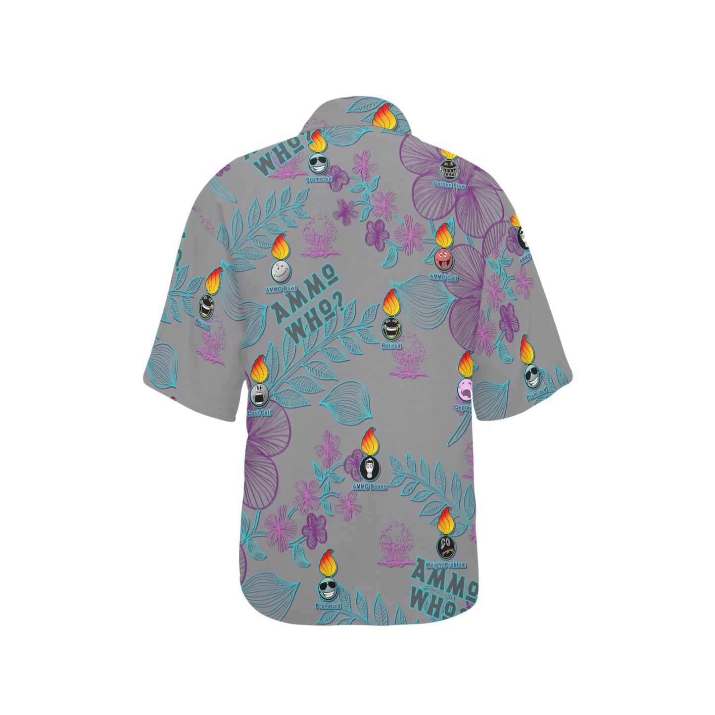 AMMO Who Different Event Pisspot Facial Expressions Neon Flowers Womens Hawaiian Shirt